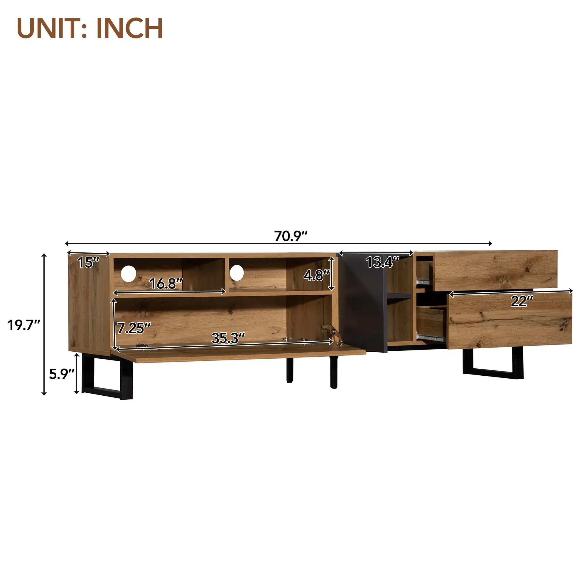 70" Modern TV Stand, Media Console with Double Storage - Best Buy Furniture