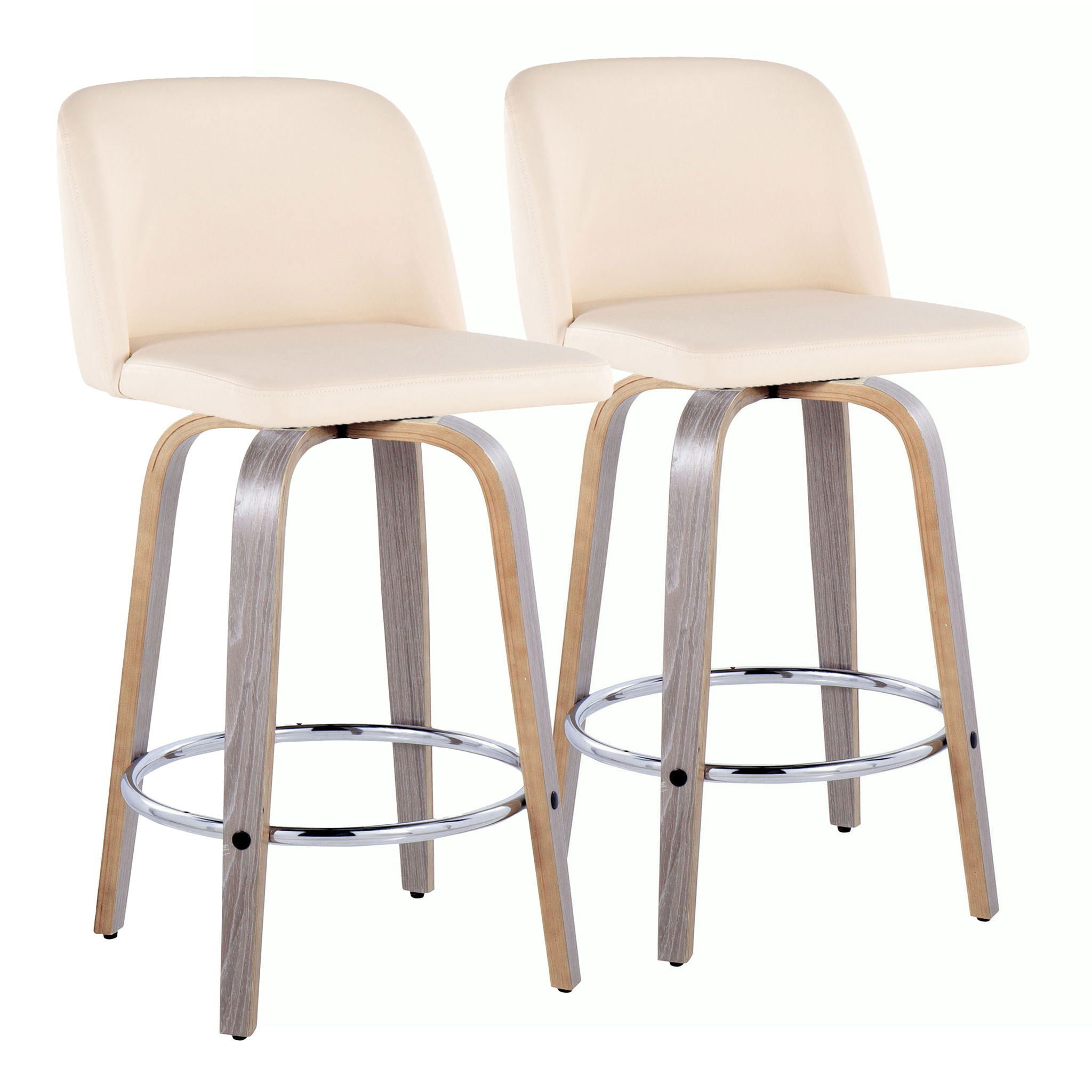 Toriano - Contemporary Fixed Height Counter Stool With Swivel & Round Footrest Modern Design (Set of 2) - Best Buy Furniture
