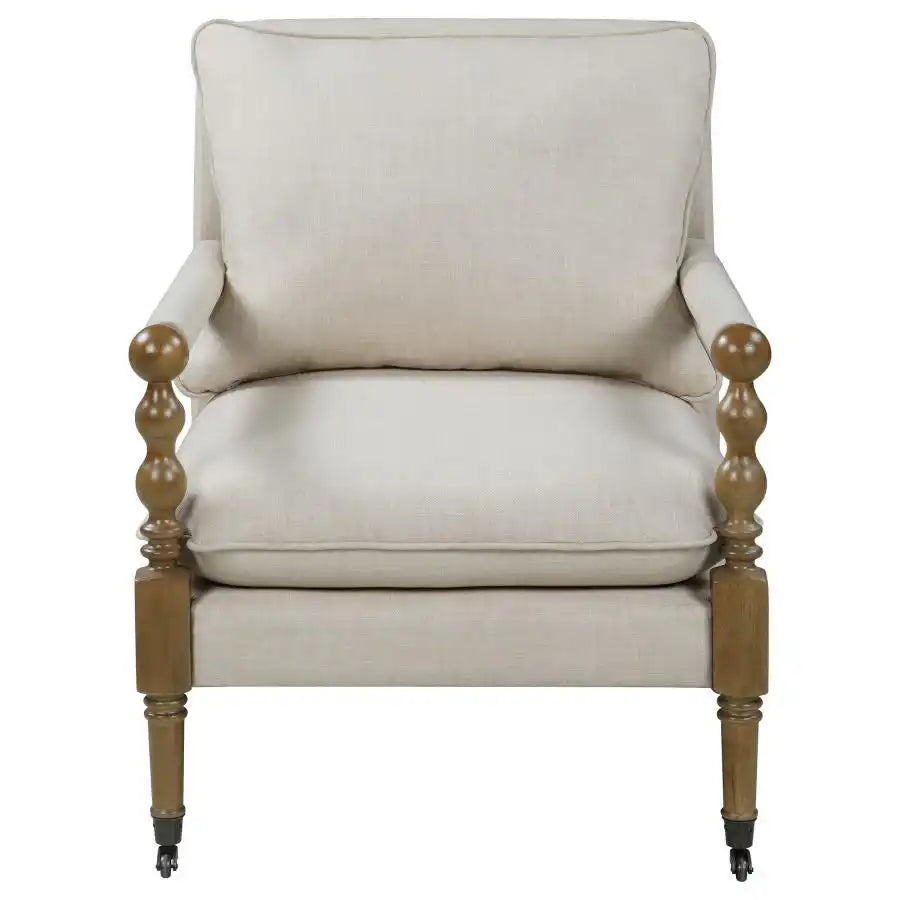 Dempsy - Upholstered Accent Chair With Casters - Beige - Best Buy Furniture