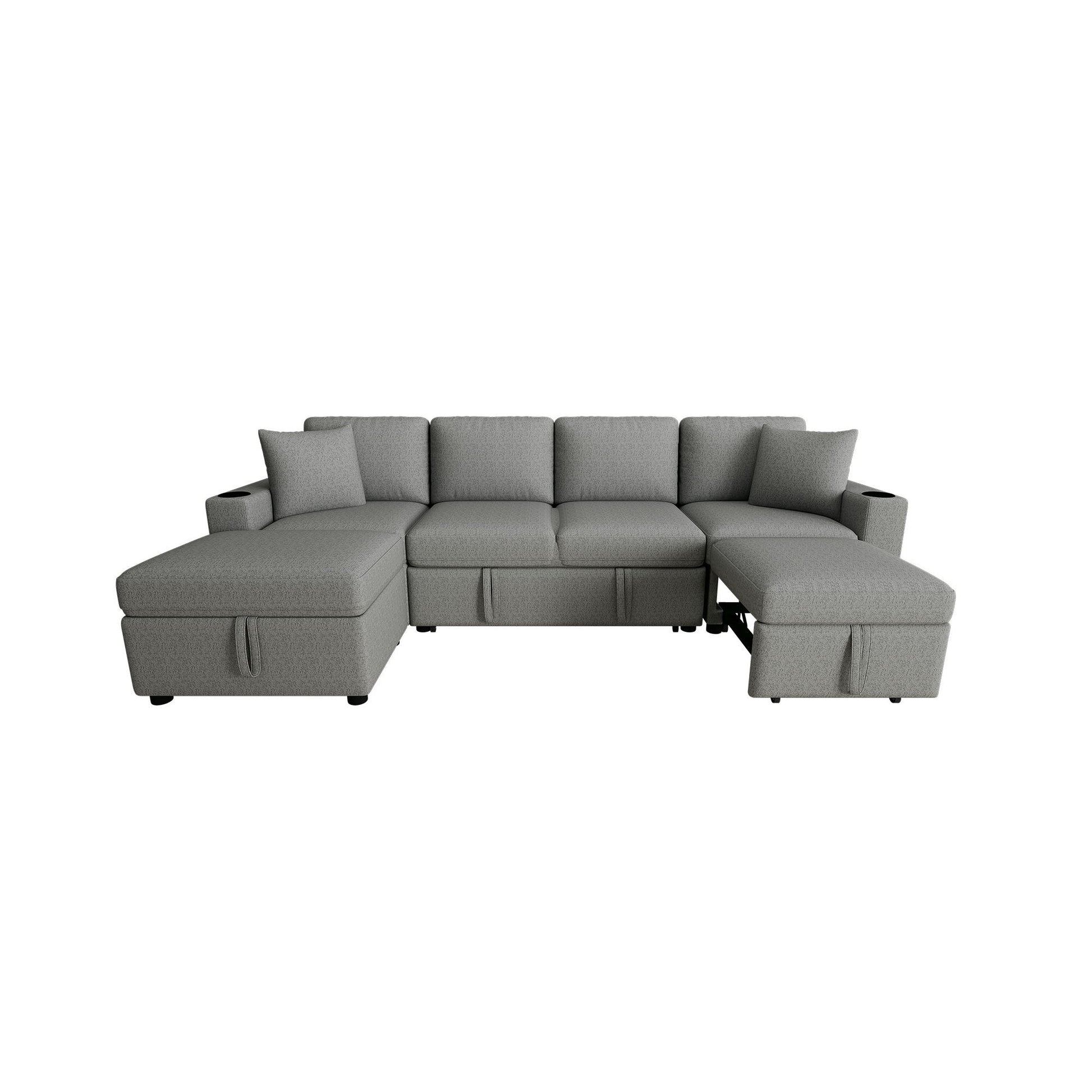 Sectional Sofa Convertible Pull-Out Bed With Storage Ottoman & USB Ports - Best Buy Furniture
