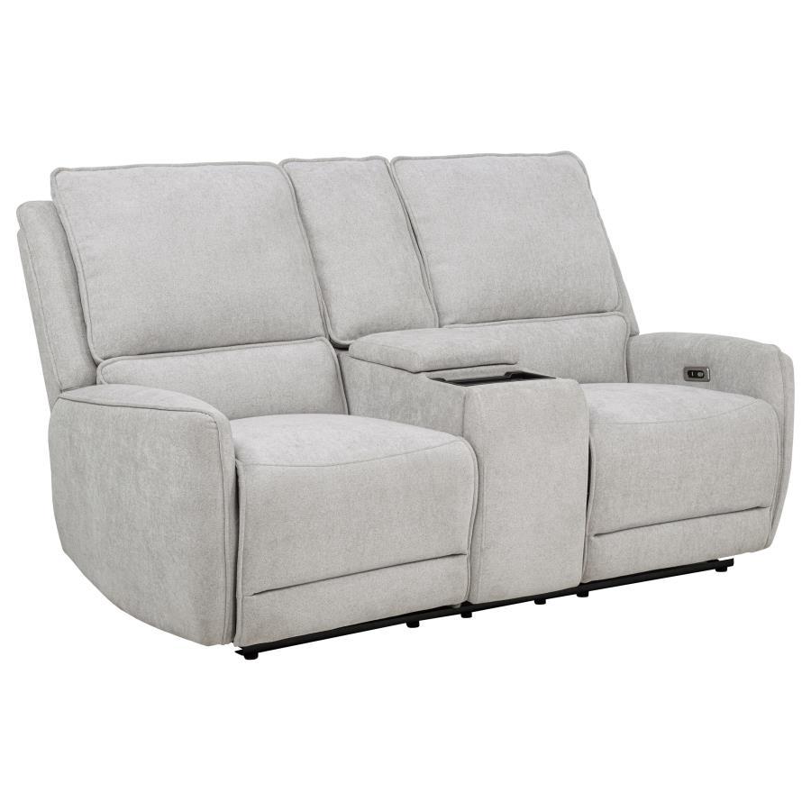 Sylmar - Chenille Upholstered Power Reclining Loveseat - Dove Gray - Best Buy Furniture