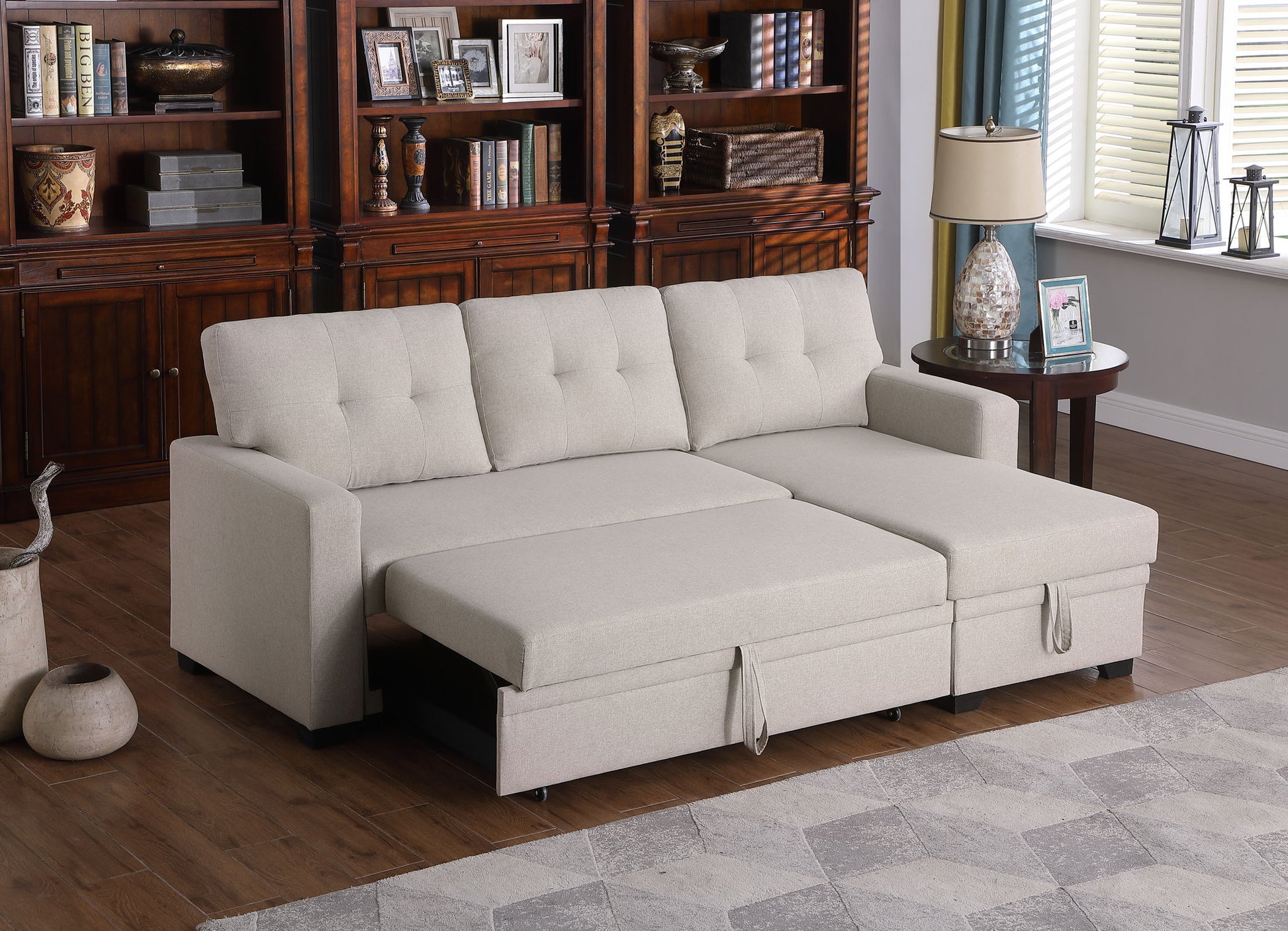 Upholstered Pull Out Sectional Sofa With Chaise - Best Buy Furniture