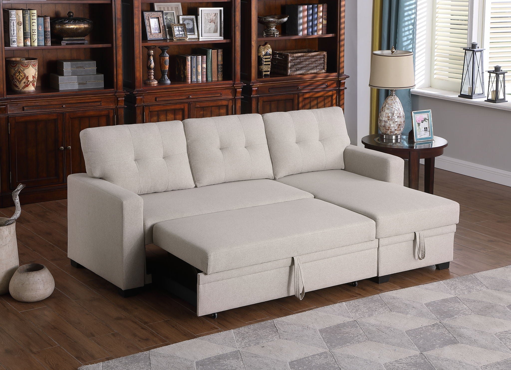 Upholstered Pull Out Sectional Sofa With Chaise - Best Buy Furniture