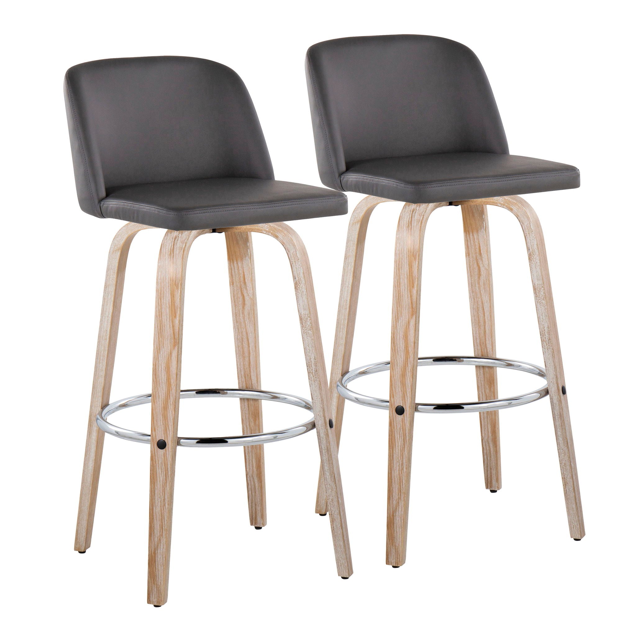 Toriano - Contemporary Fixed Height Barstool With Swivel & Round Footrest (Set of 2) - Best Buy Furniture