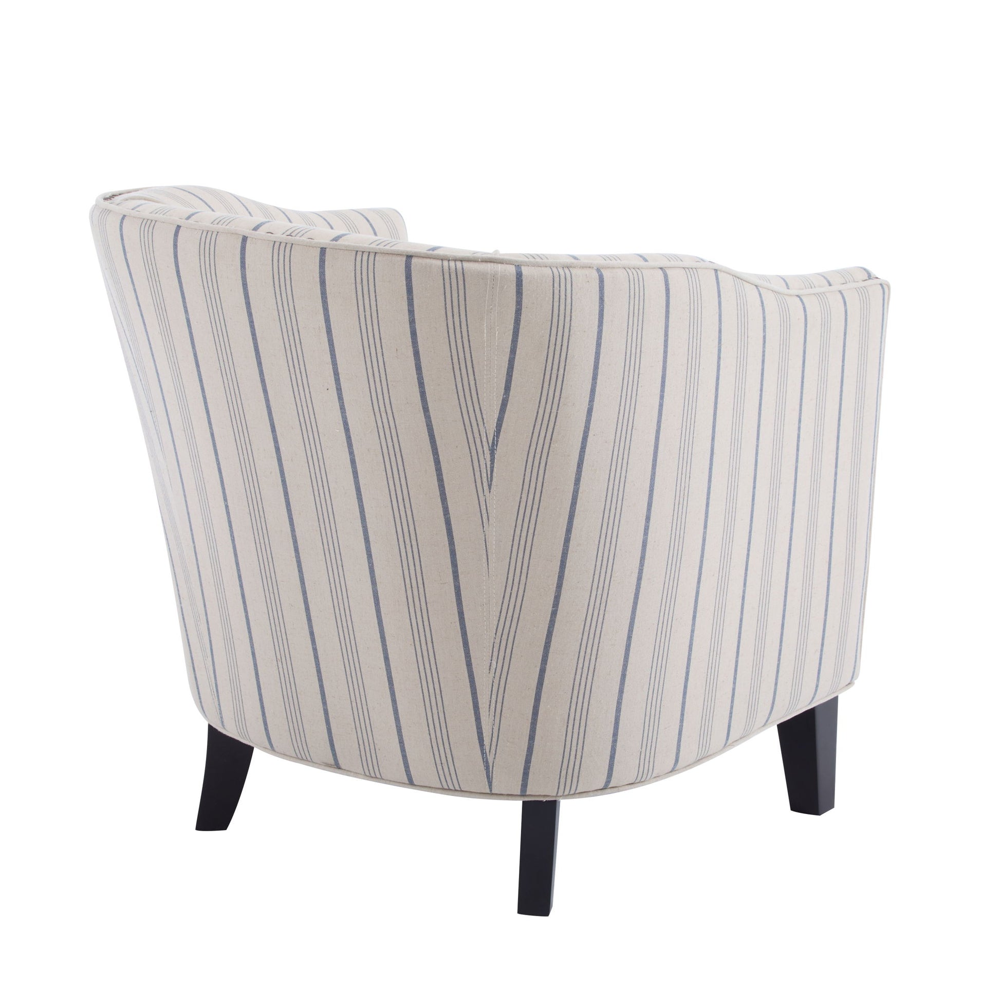 Transitional Upholstered Stripe Barrel Chair With Birch Wood Legs And Plush Cushioned Seat - Beige / Blue Stripe - Best Buy Furniture