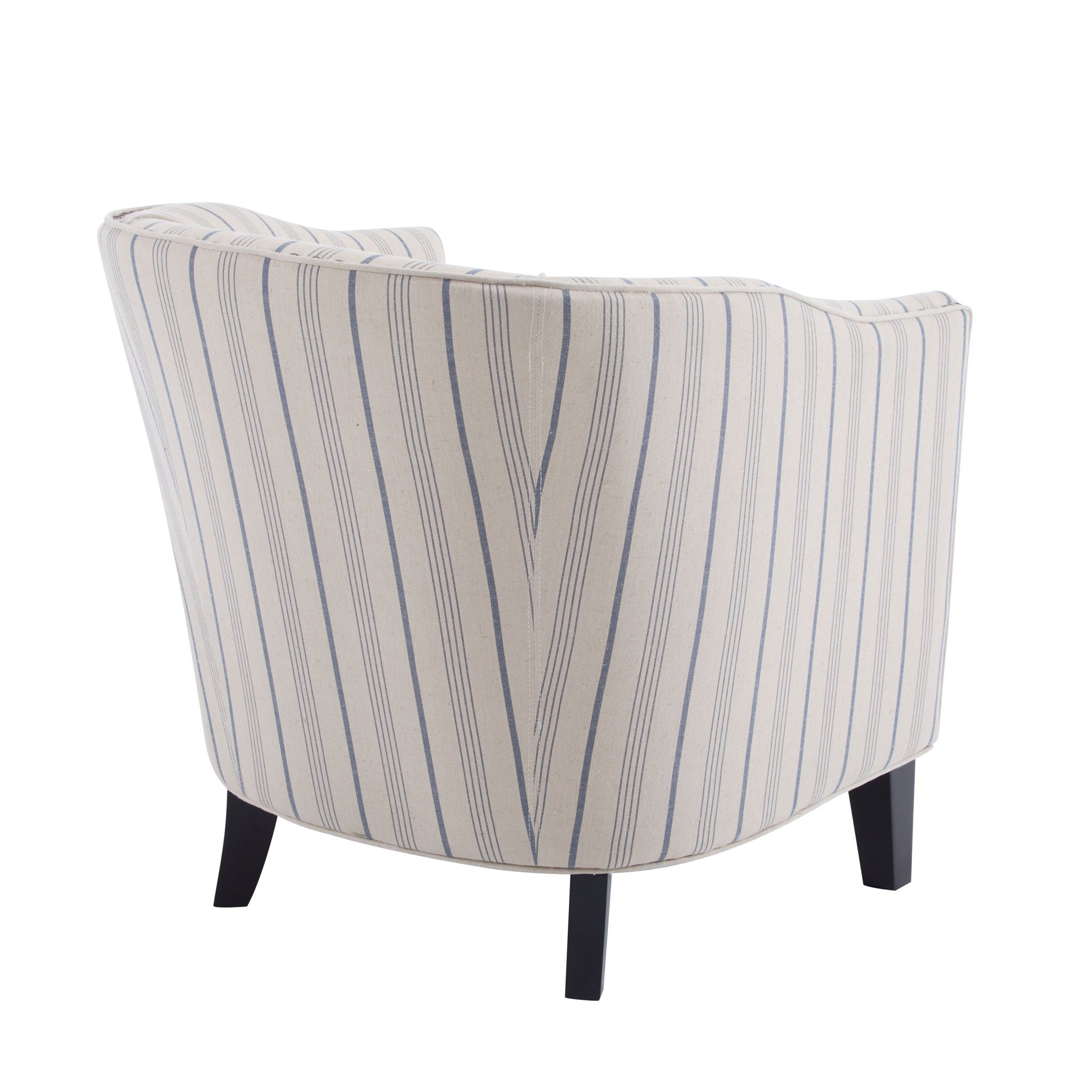 Transitional Upholstered Stripe Barrel Chair With Birch Wood Legs And Plush Cushioned Seat - Beige / Blue Stripe - Best Buy Furniture