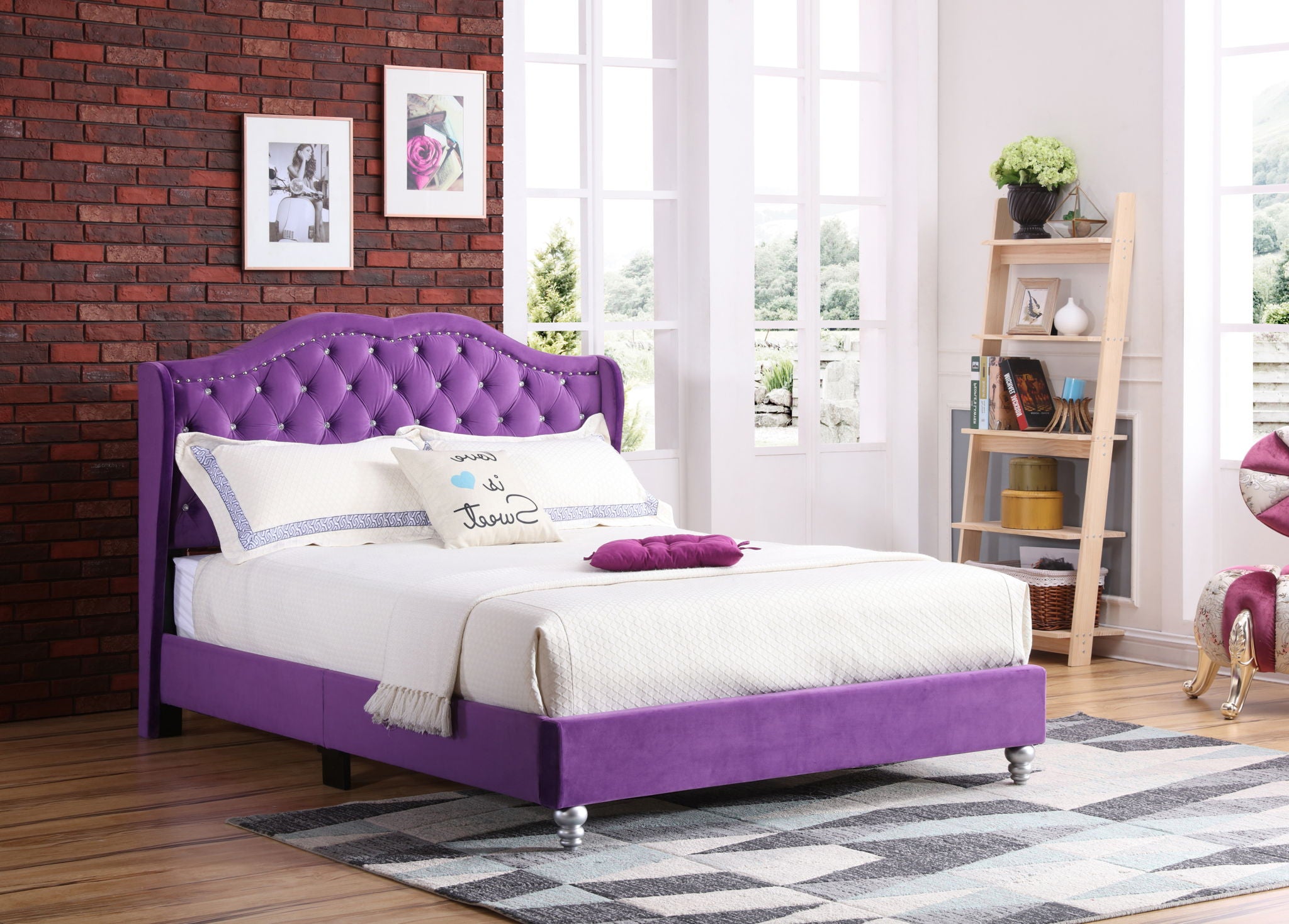 Upholstered Velvet Bed Transitional - Best Buy Furniture