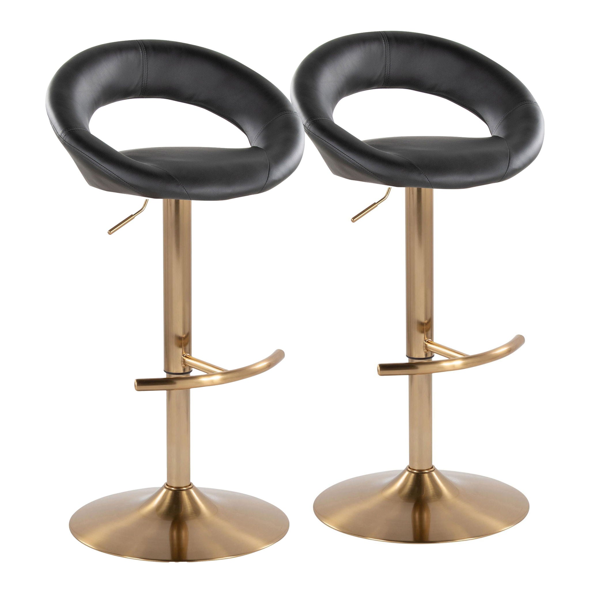 Posh - Contemporary / Glam Adjustable Barstool With Swivel With Rounded T Footrest (Set of 2) - Best Buy Furniture