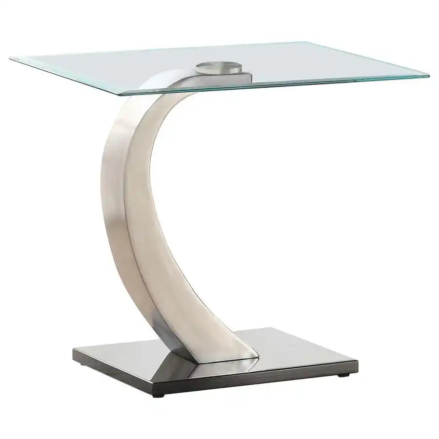 Pruitt - Rectangular Glass Top Metal Side End Table - Satin - Best Buy Furniture