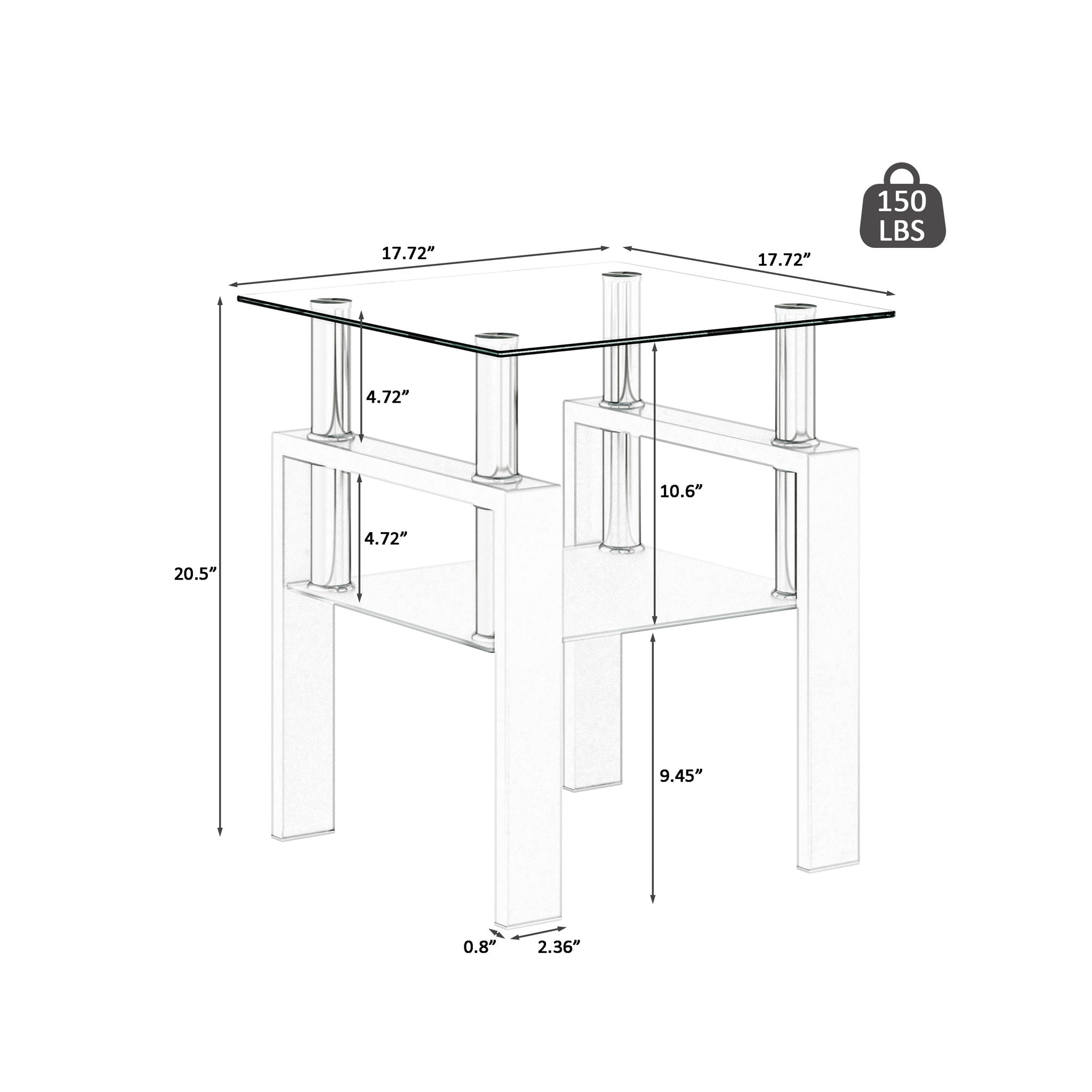 Modern Tempered Glass Tea Table, End Square Table For Living Room - Best Buy Furniture
