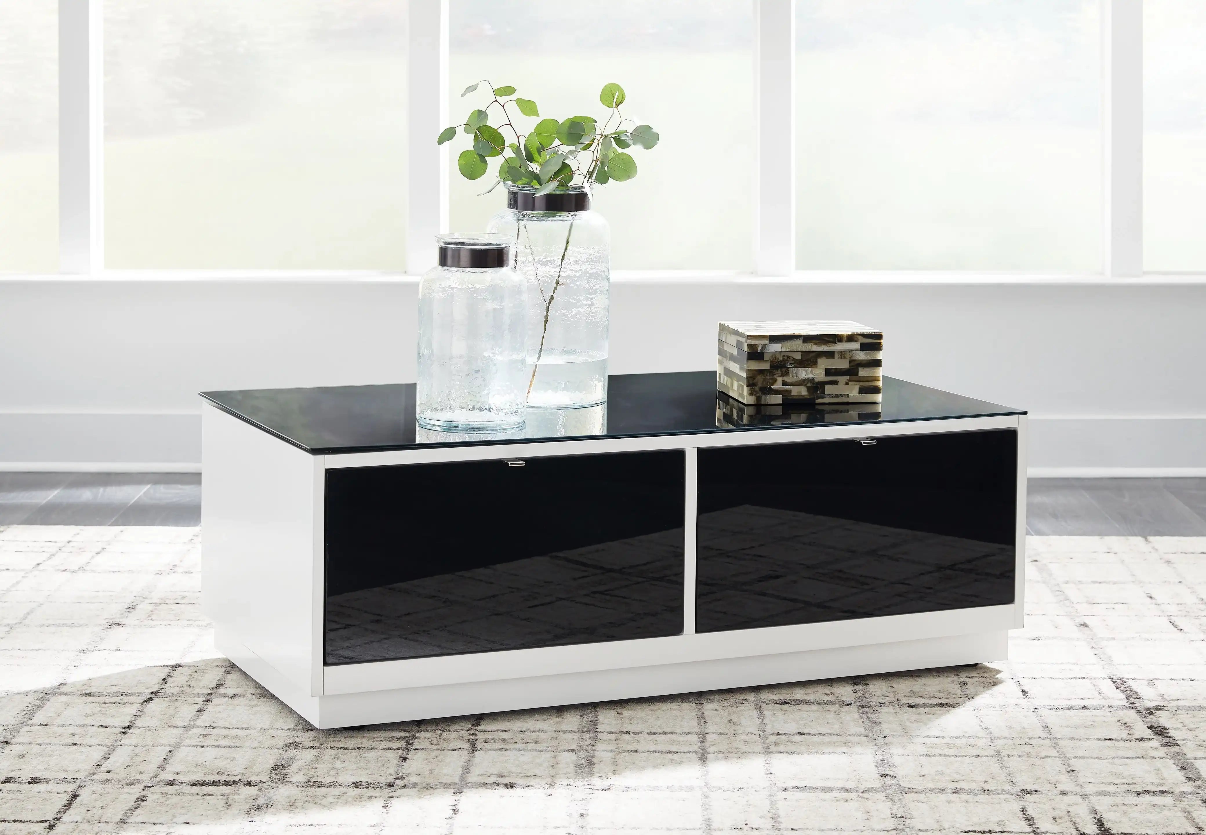 Gardoni - Rectangular Cocktail Table - White / Black - Best Buy Furniture