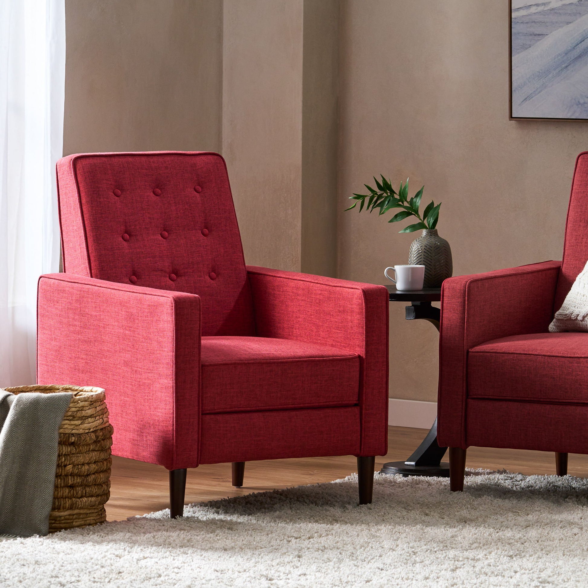 Mid-Century Modern Recliner With Button Tufted Waffle Stitch - Best Buy Furniture