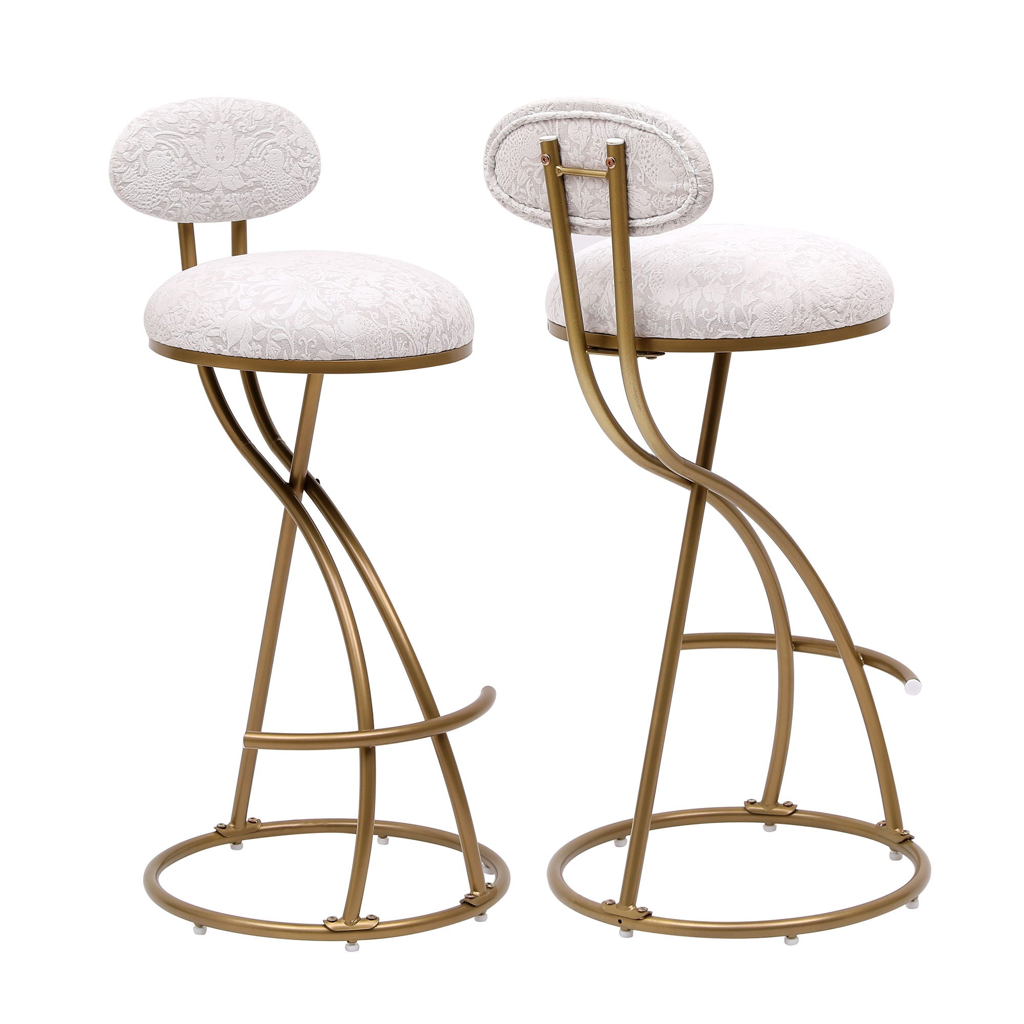 Round Print Bar Stools Upholstered Chairs For Kitchen (Set of 2) - Best Buy Furniture