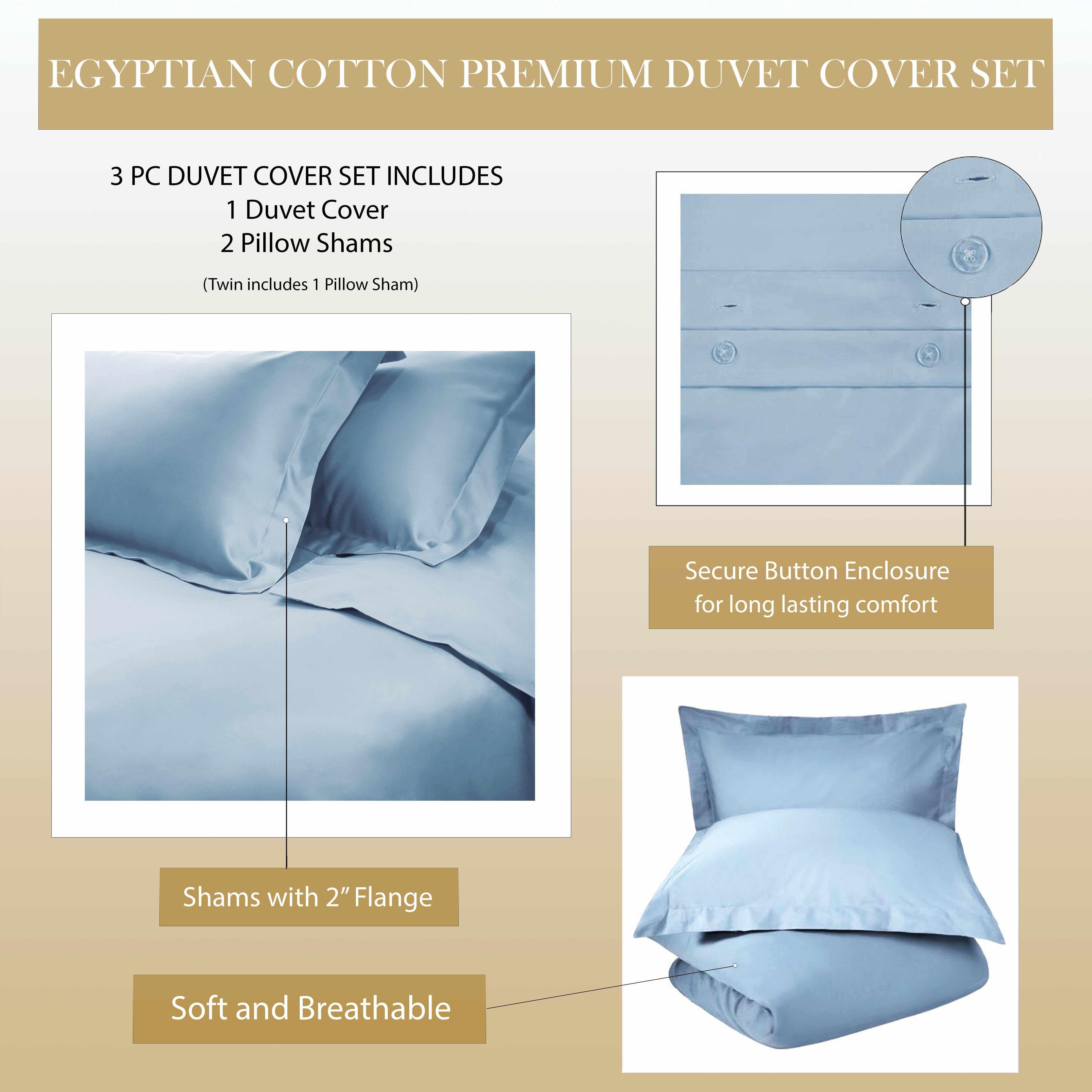 1000 Thread Count Egyptian Cotton Solid Duvet Cover Set