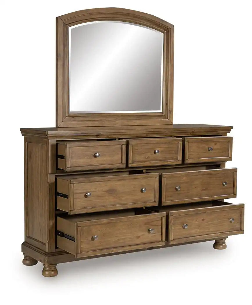 Feddinger - Dresser And Mirror - Medium Brown - Best Buy Furniture
