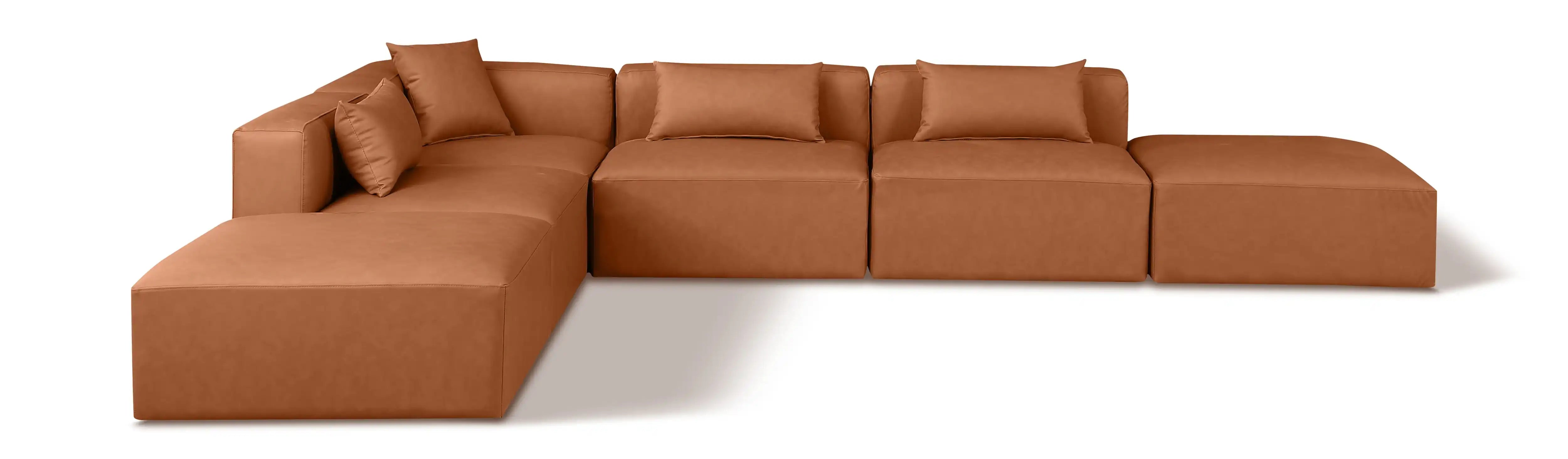 Cube - 6 Piece Modular Corner Armless Sectional - Cognac - Best Buy Furniture
