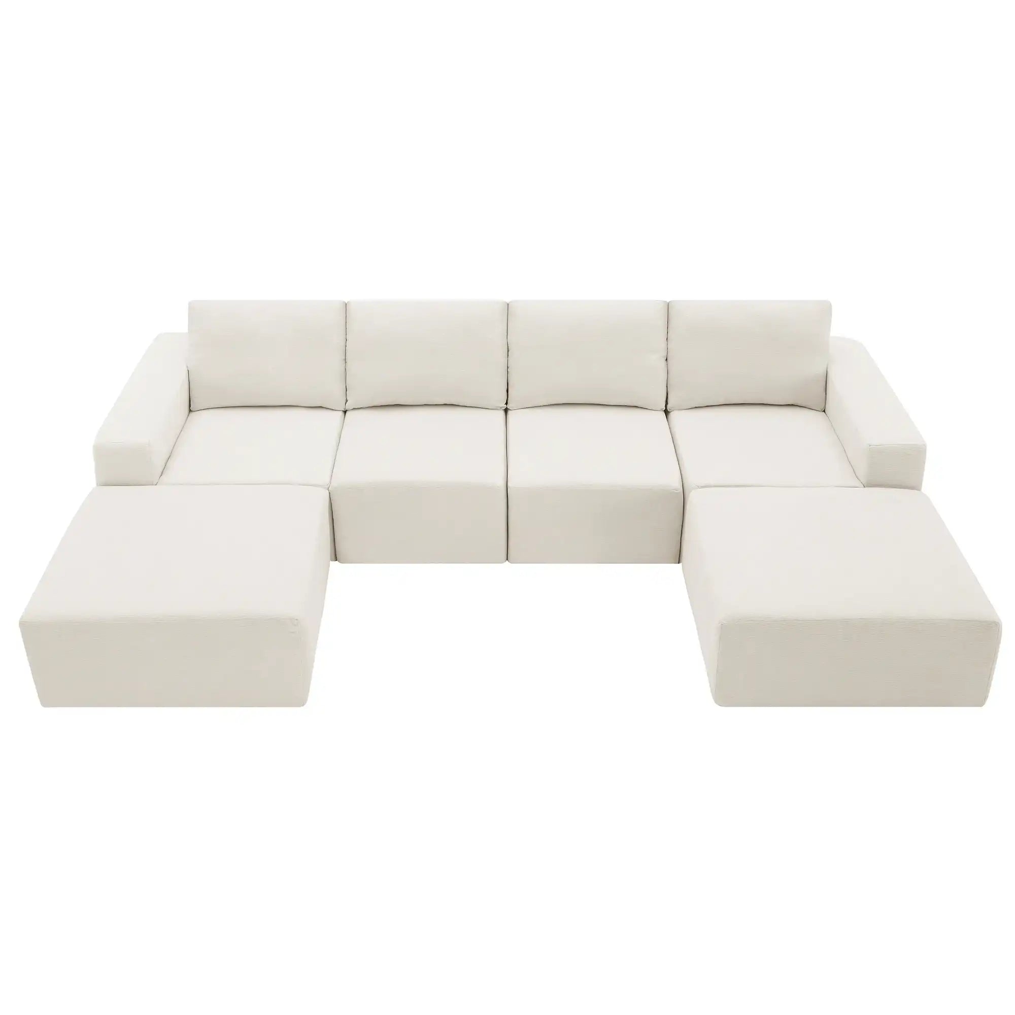 Luxury Cloud Modular U Shaped Sectional Sofa with Ottoman Compressed Foam - Best Buy Furniture