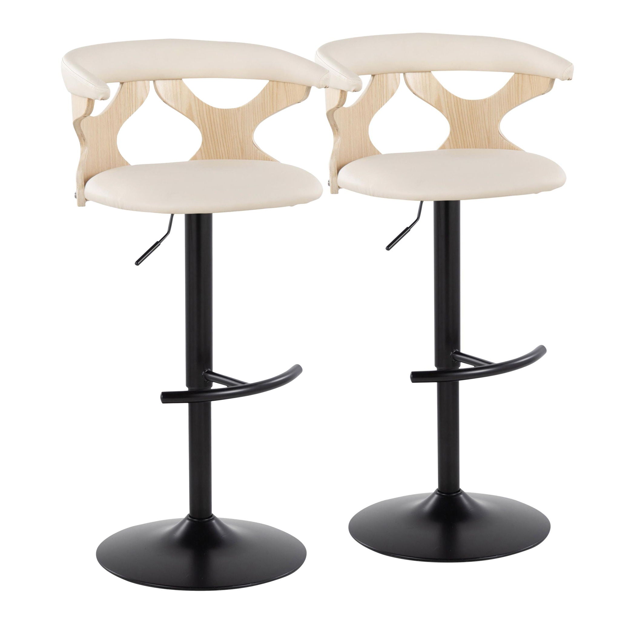 Gardenia - Contemporary Adjustable Barstool With Swivel With Rounded T Footrest (Set of 2) - Best Buy Furniture