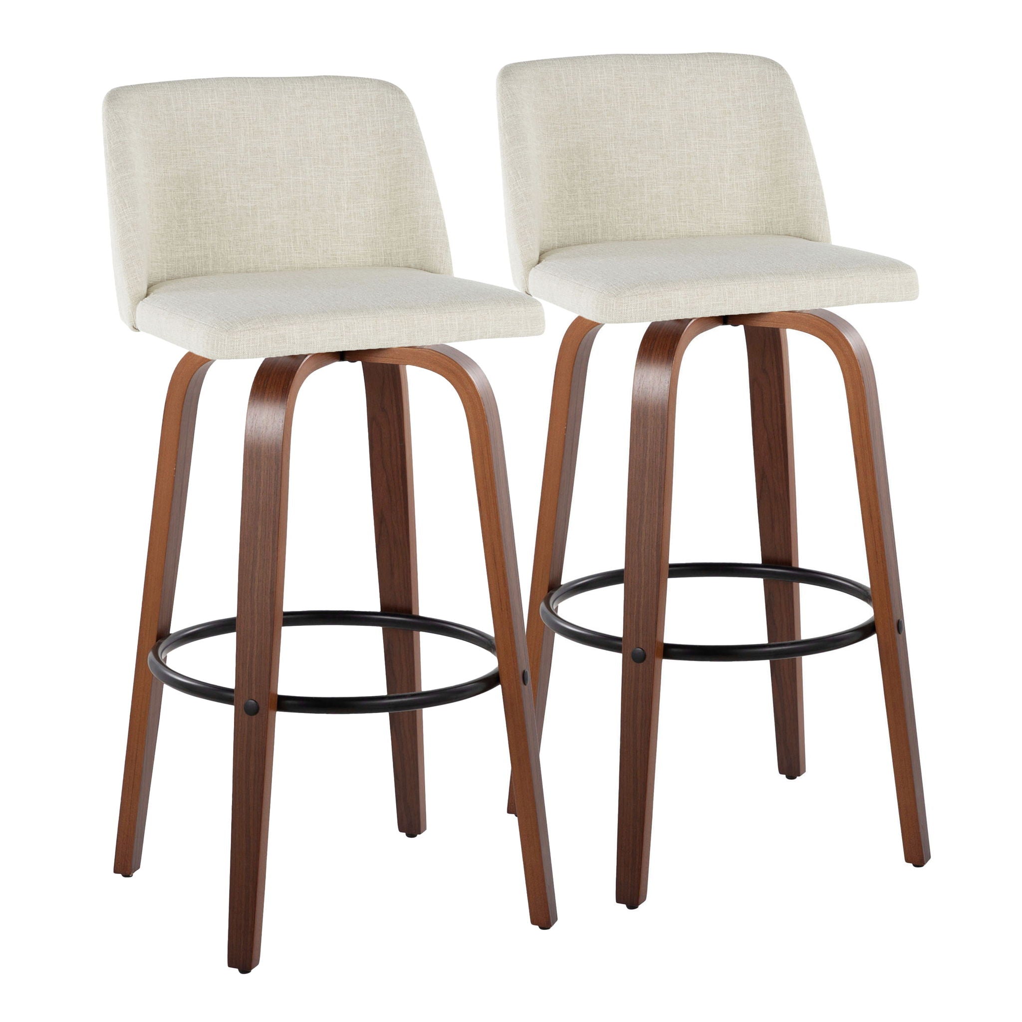 Toriano - Contemporary Fixed Height Barstool Swivel And Round Footrest (Set of 2) - Best Buy Furniture