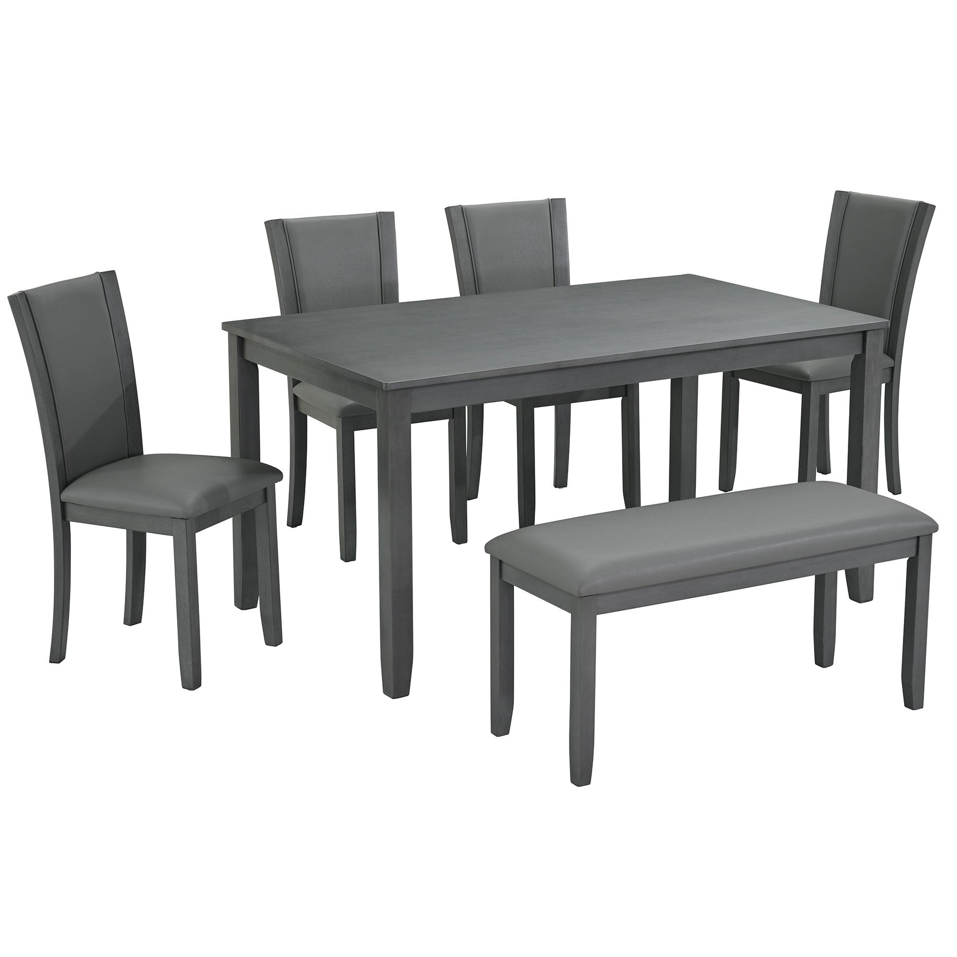 Modern 6 Piece Dining Table Set With Bench And Chairs For Dining Room Or Kitchen - Gray - Best Buy Furniture