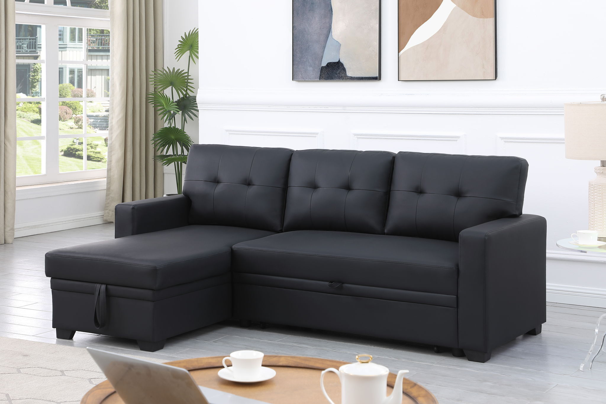 Upholstered Pull Out Sectional Sofa With Chaise - Best Buy Furniture