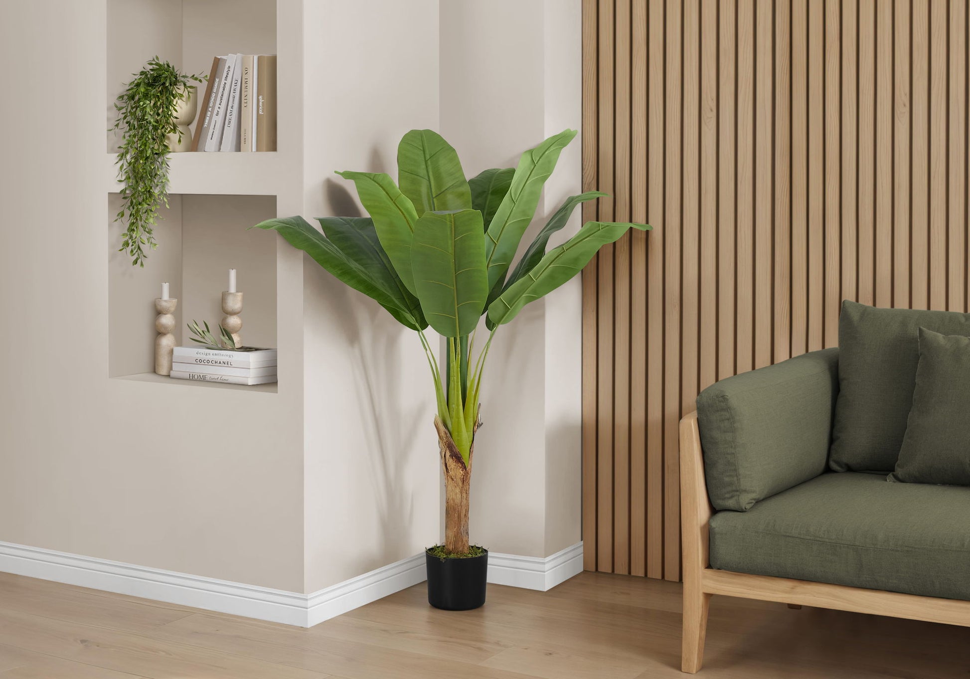 43" Tall, Artificial Plant, Banana Tree, Indoor, Faux, Fake, Floor, Greenery, Potted, Real Touch, Decorative - Green / Black - Best Buy Furniture
