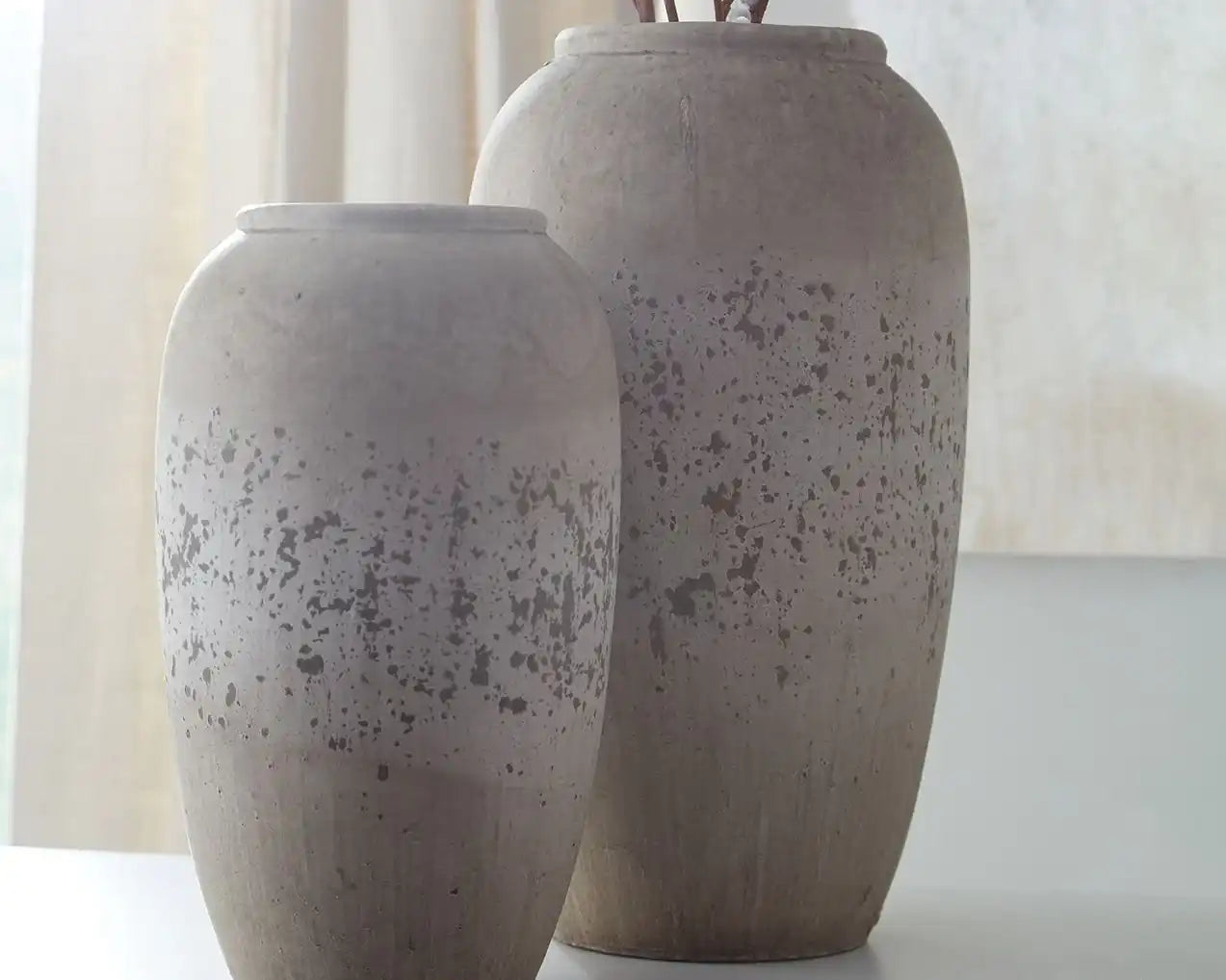 Dimitra - Vase Set (Set of 2) - Brown / Cream - Best Buy Furniture