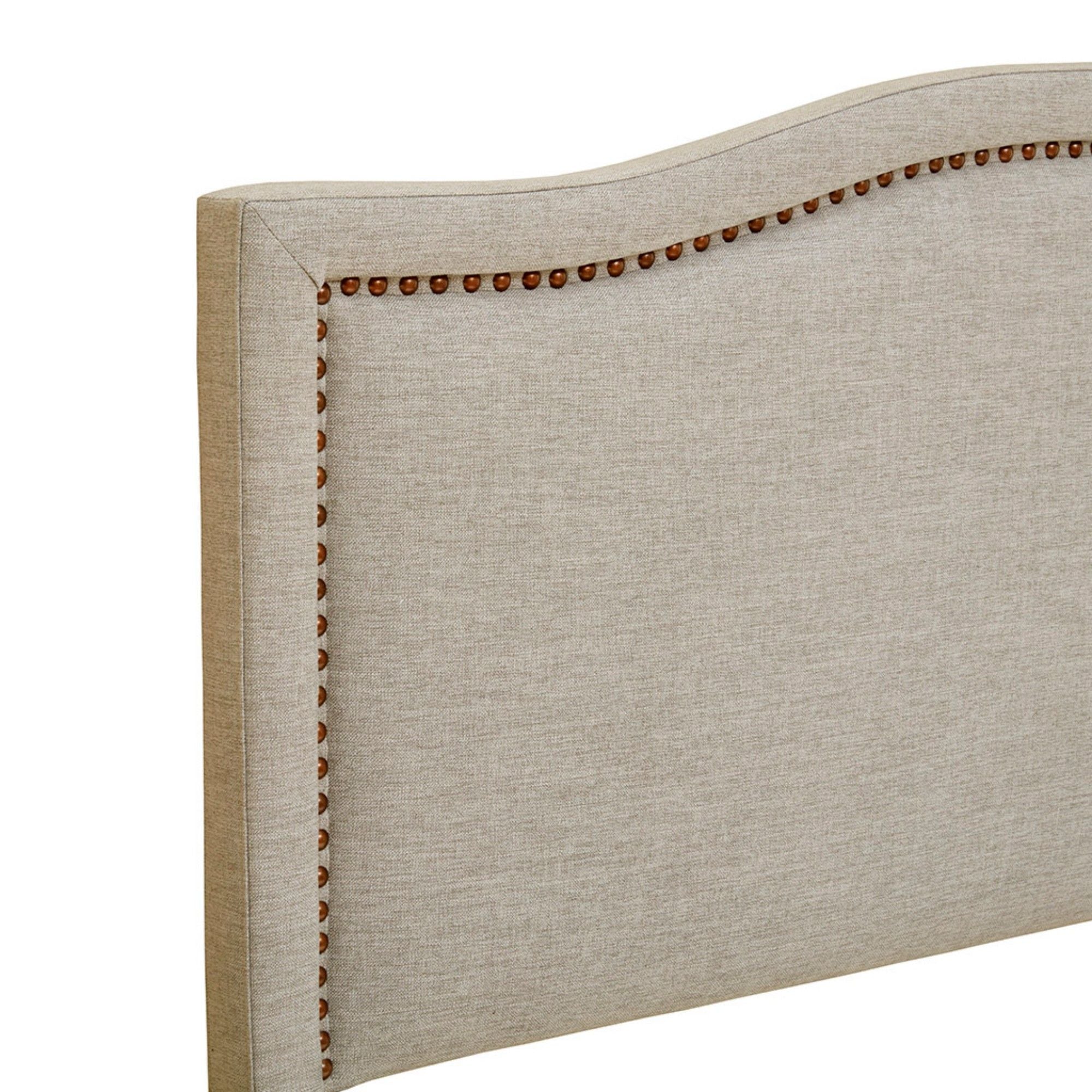 Elegant Panel Headboard With Copper Nailheads And Adjustable Metal Legs - Best Buy Furniture