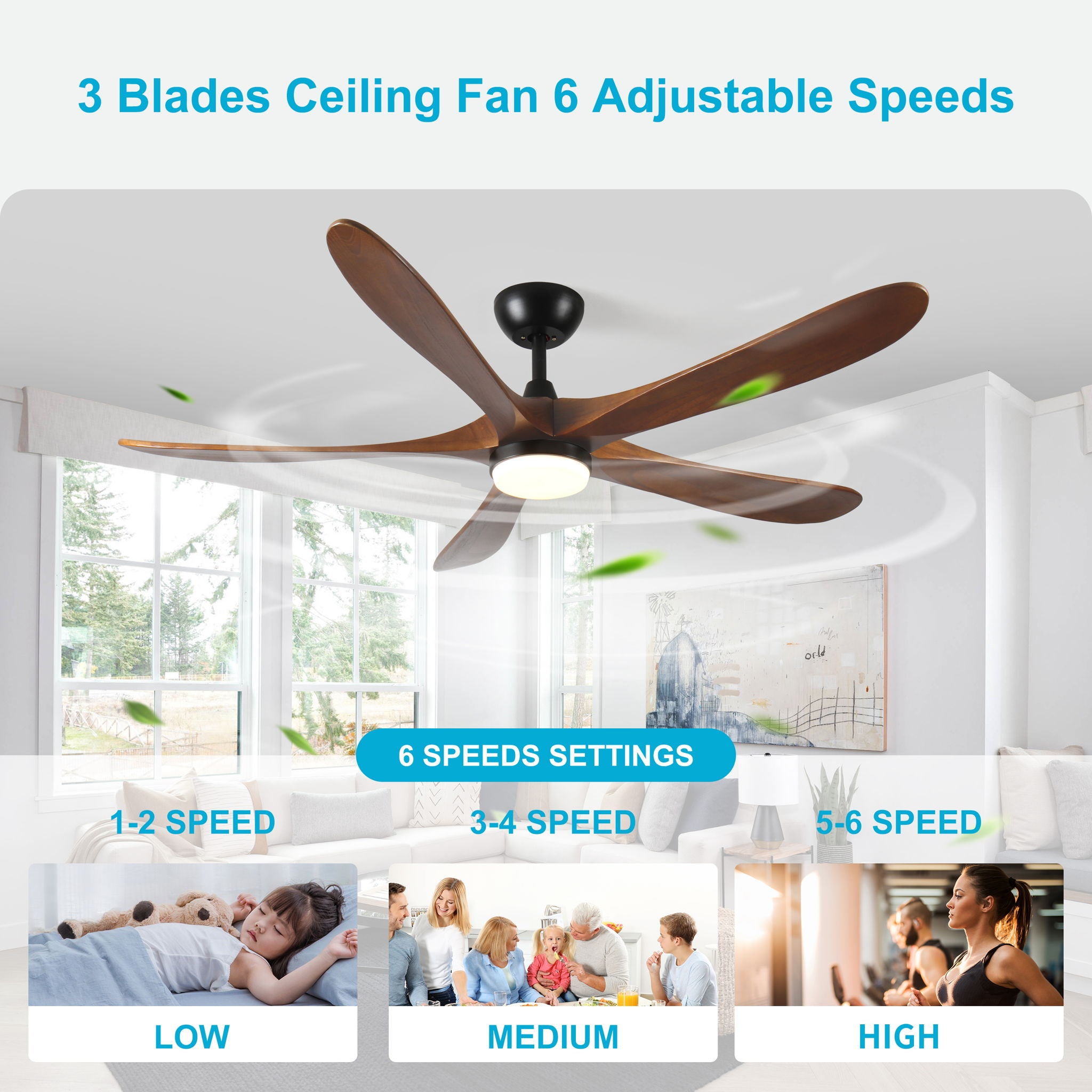 Solid Wood With Remote Control With Light (LED) Modern DC Motor Indoor / Outdoor 5 Blade Ceiling Fan For Patios, Bedrooms And Farmhouses - Antique Brown - Best Buy Furniture