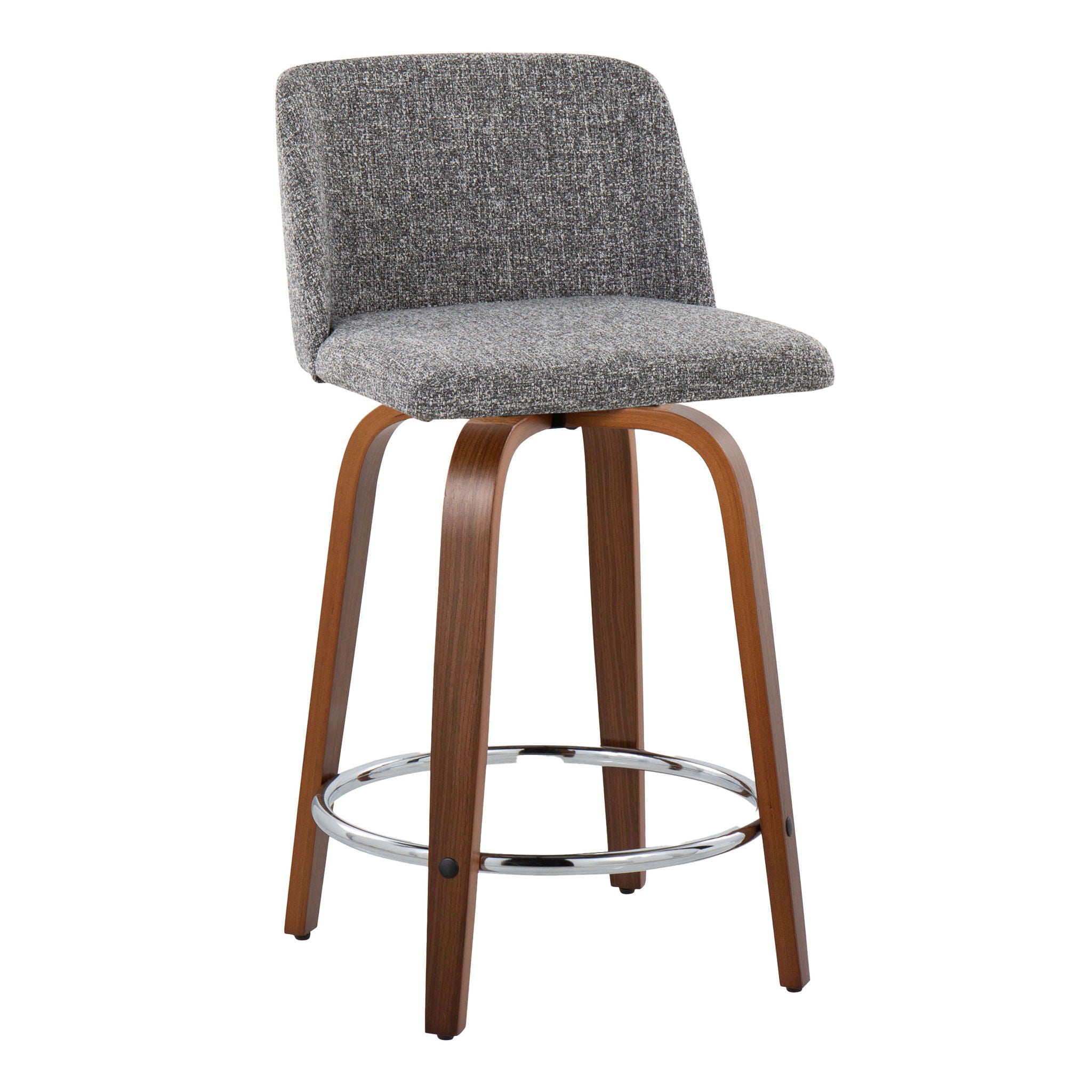 Toriano - Mid Century Modern Fixed Height Counter Stool With Swivel With Round Footrest (Set of 2) - Best Buy Furniture