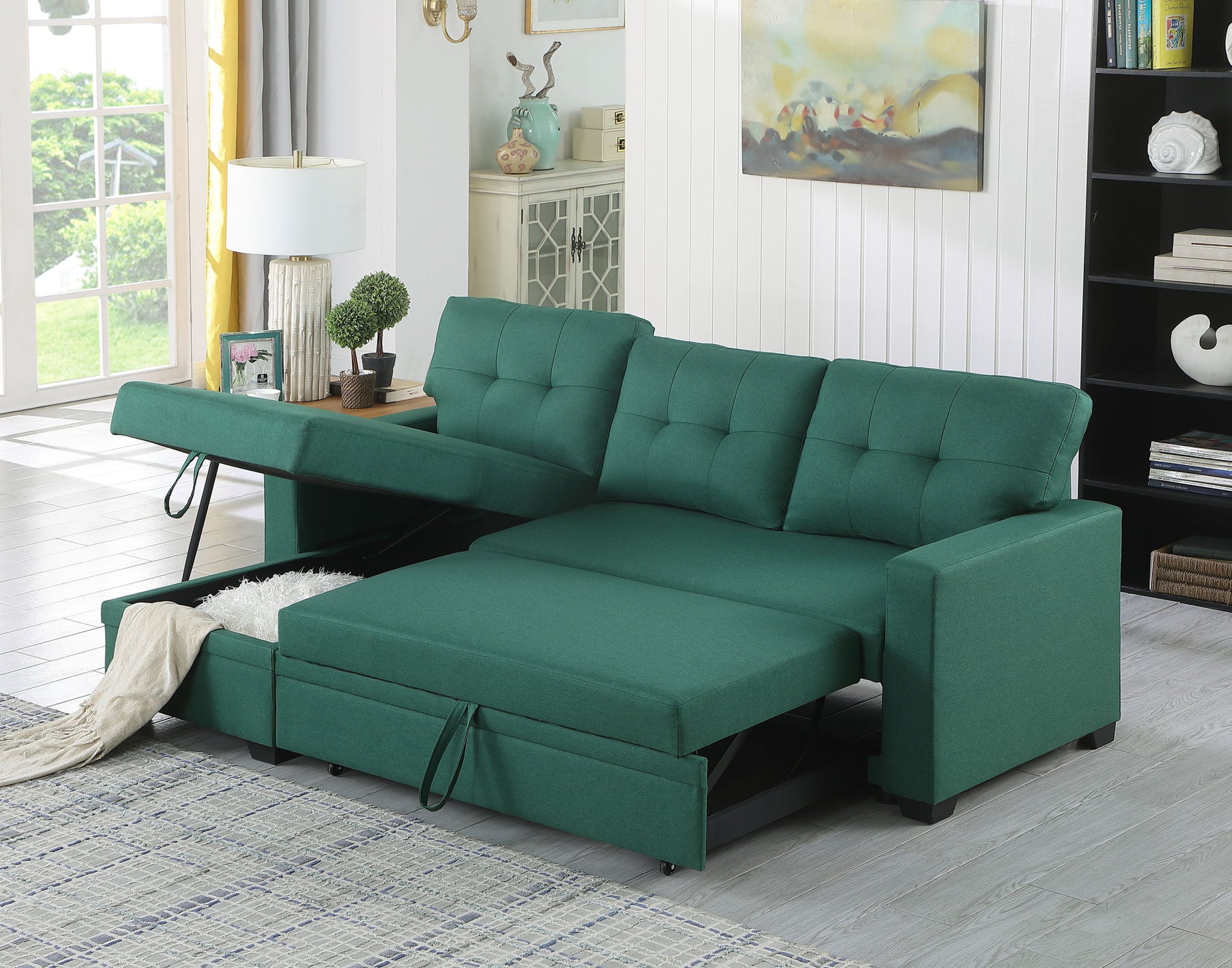 Upholstered Pull Out Sectional Sofa With Chaise - Best Buy Furniture