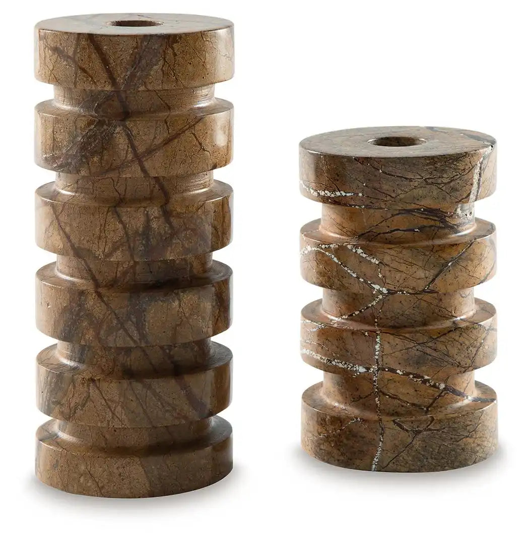Emsleyfield - Candle Holder Set (Set of 2) - Tan - Best Buy Furniture
