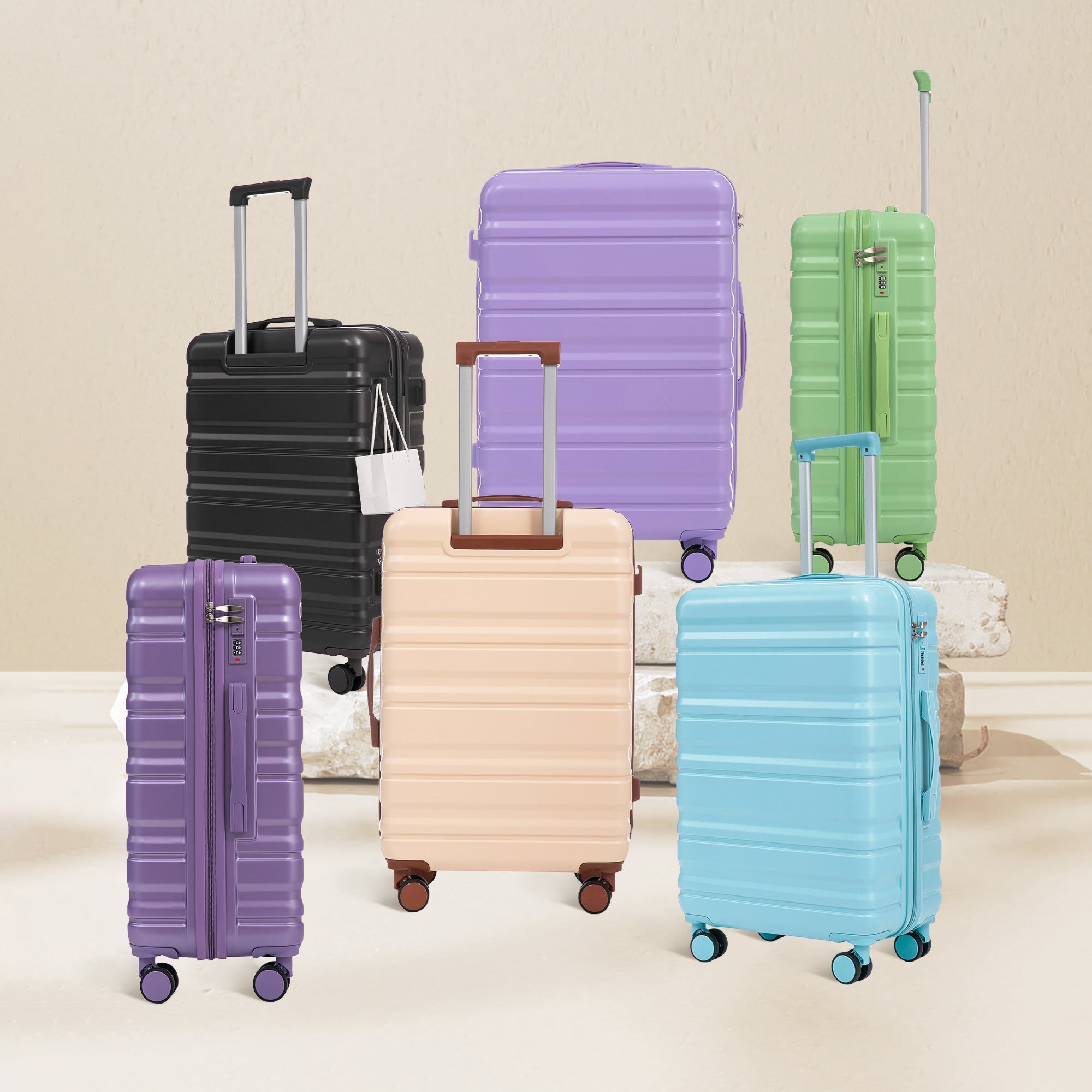 HIFINE TOURIST 20'/24'/28' 3 pcs/set in ABS Spinner Wheel Luggage, Carry on Suitcase, Matching Color, Combination Lock (Green) - Best Buy Furniture