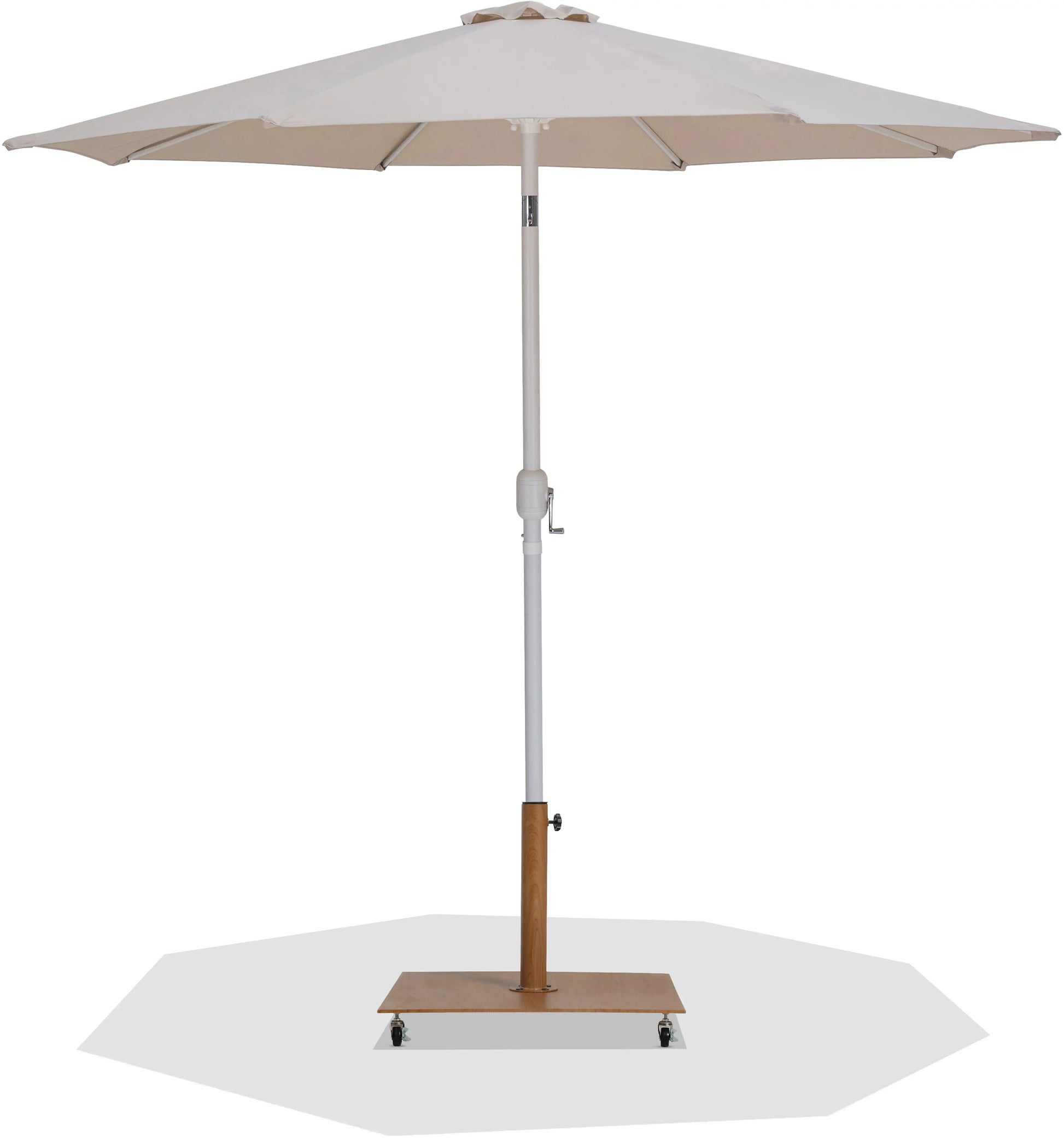 Fiji - Aluminum Patio Umbrella With Square Teak And White Base - Best Buy Furniture