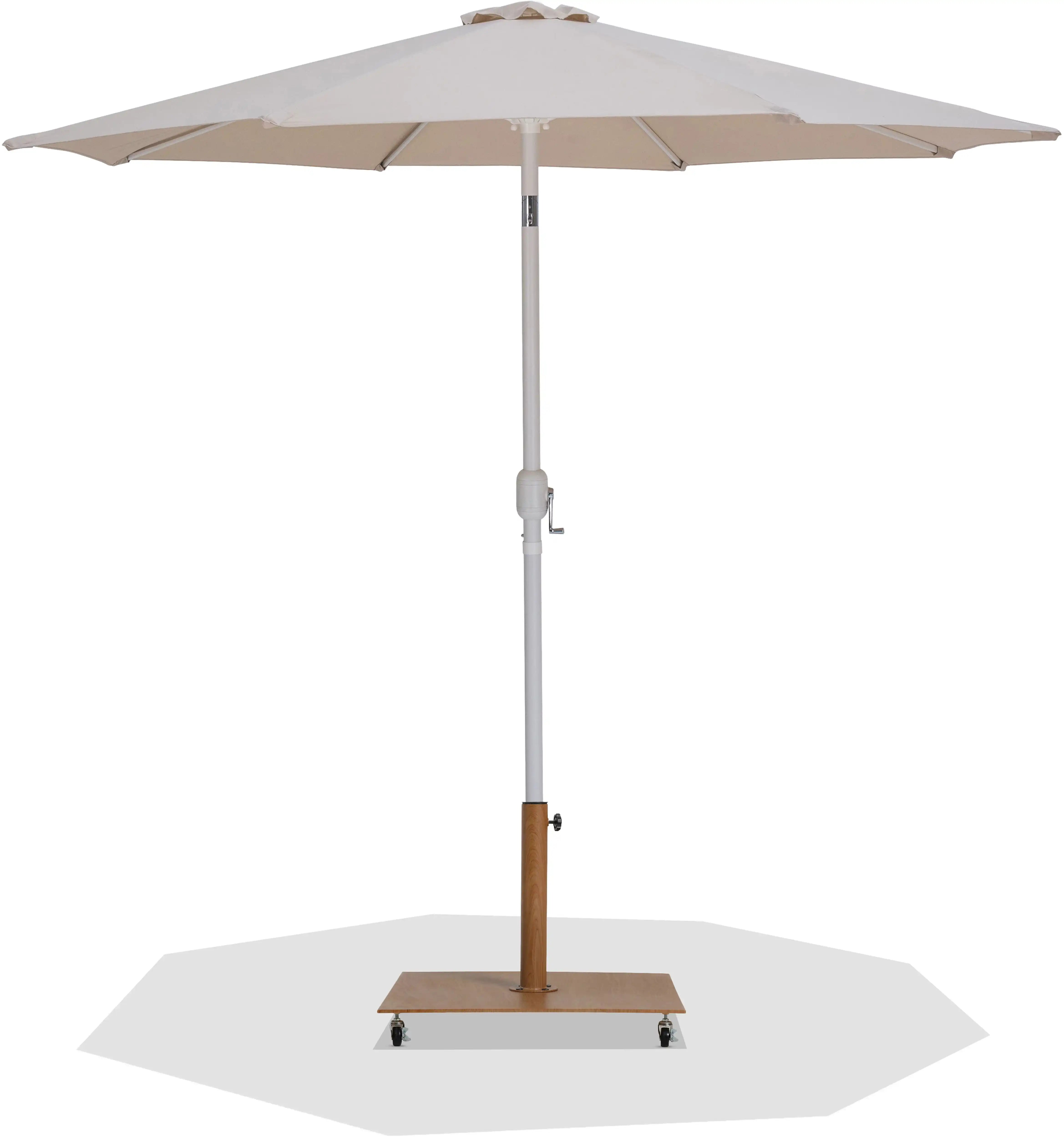 Fiji - Aluminum Patio Umbrella With Square Teak And White Base - Best Buy Furniture