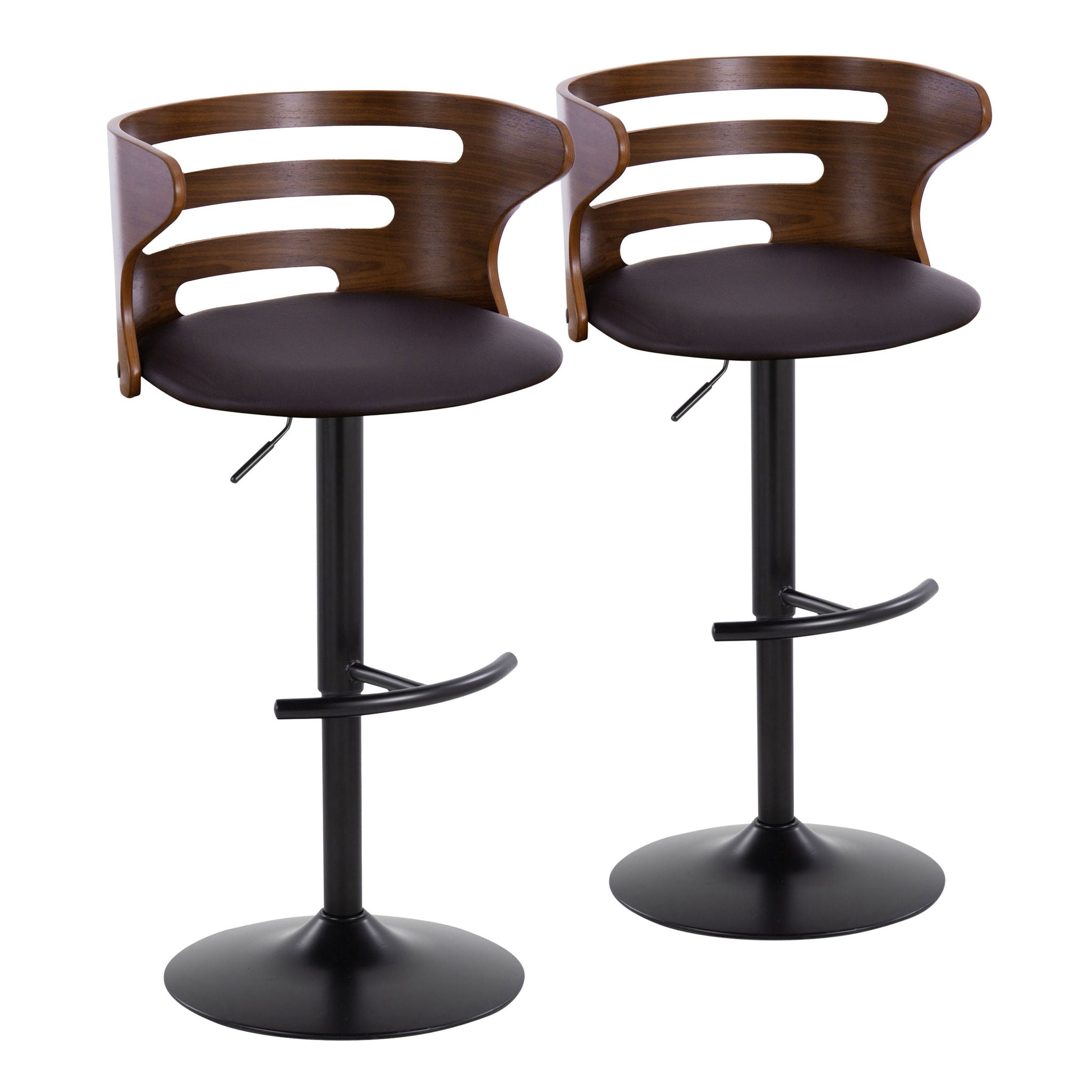 Cosi - Mid Century Modern Adjustable Barstool With Swivel With Rounded T Footrest (Set of 2) - Best Buy Furniture