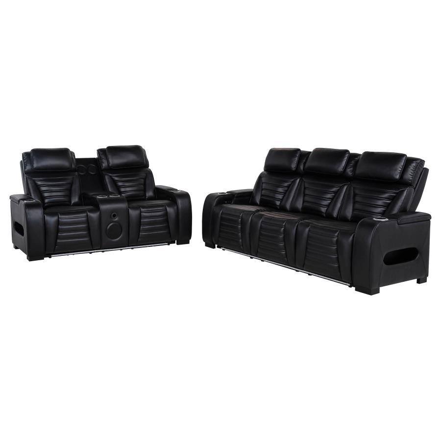 Zuma - Faux Leather Dual Power LED Sofa Set - Best Buy Furniture
