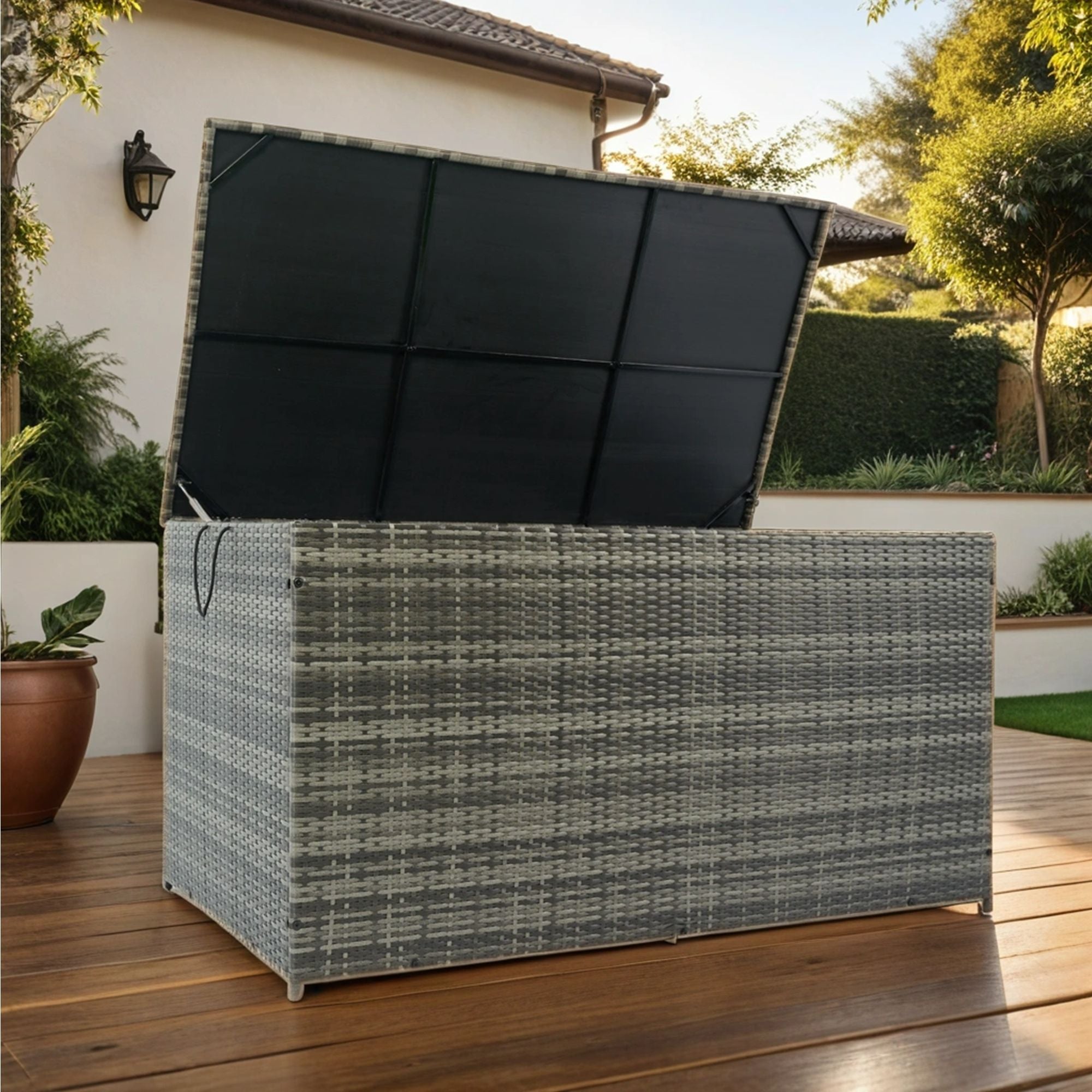Outdoor Storage Box, Wicker Patio Deck Boxes With Lid, Outdoor Cushion Storage For Kids Toys, Pillows, Towel, Wicker - Best Buy Furniture
