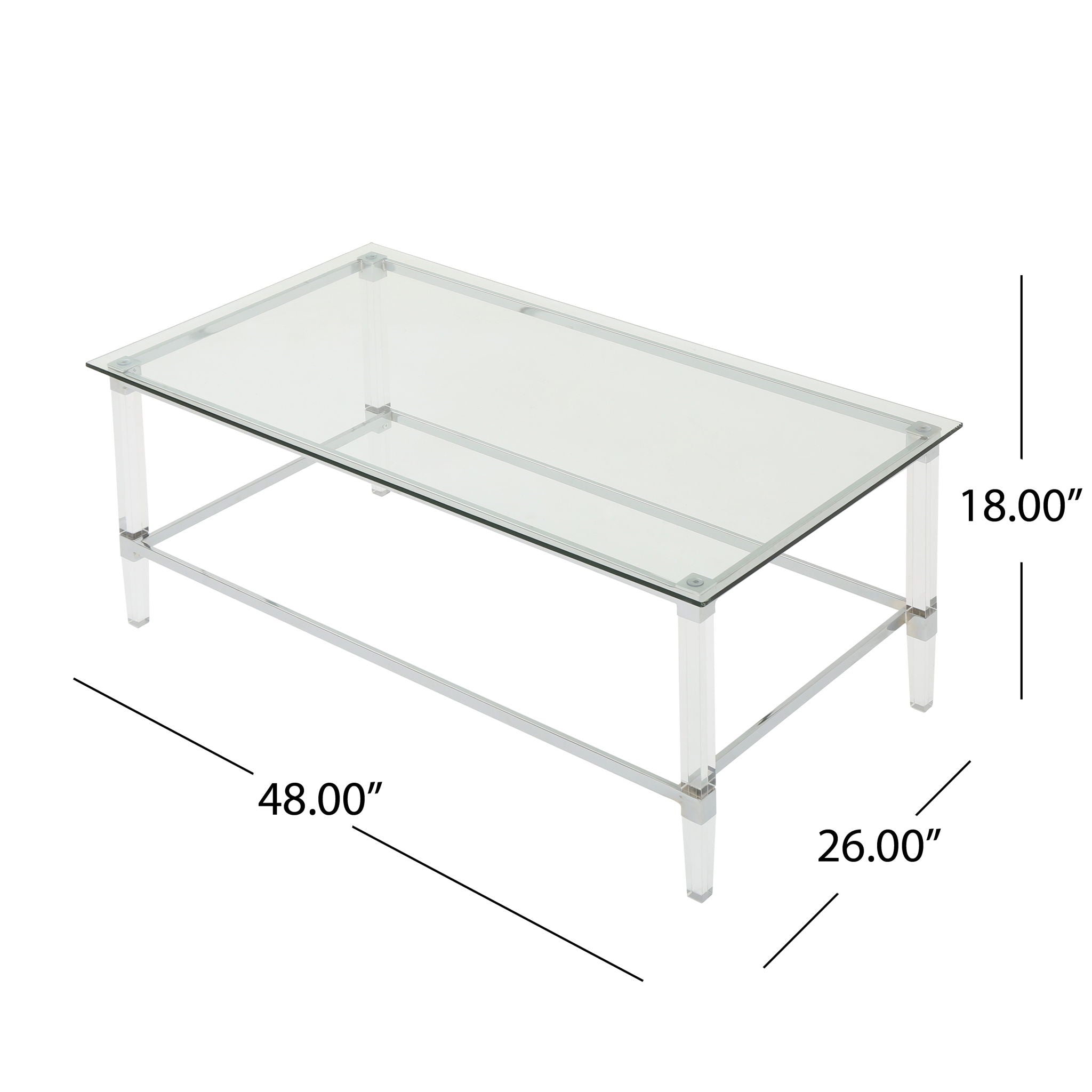 Ultra Modern Rectangle Coffee Table With Tempered Glass Surface - Clear - Best Buy Furniture