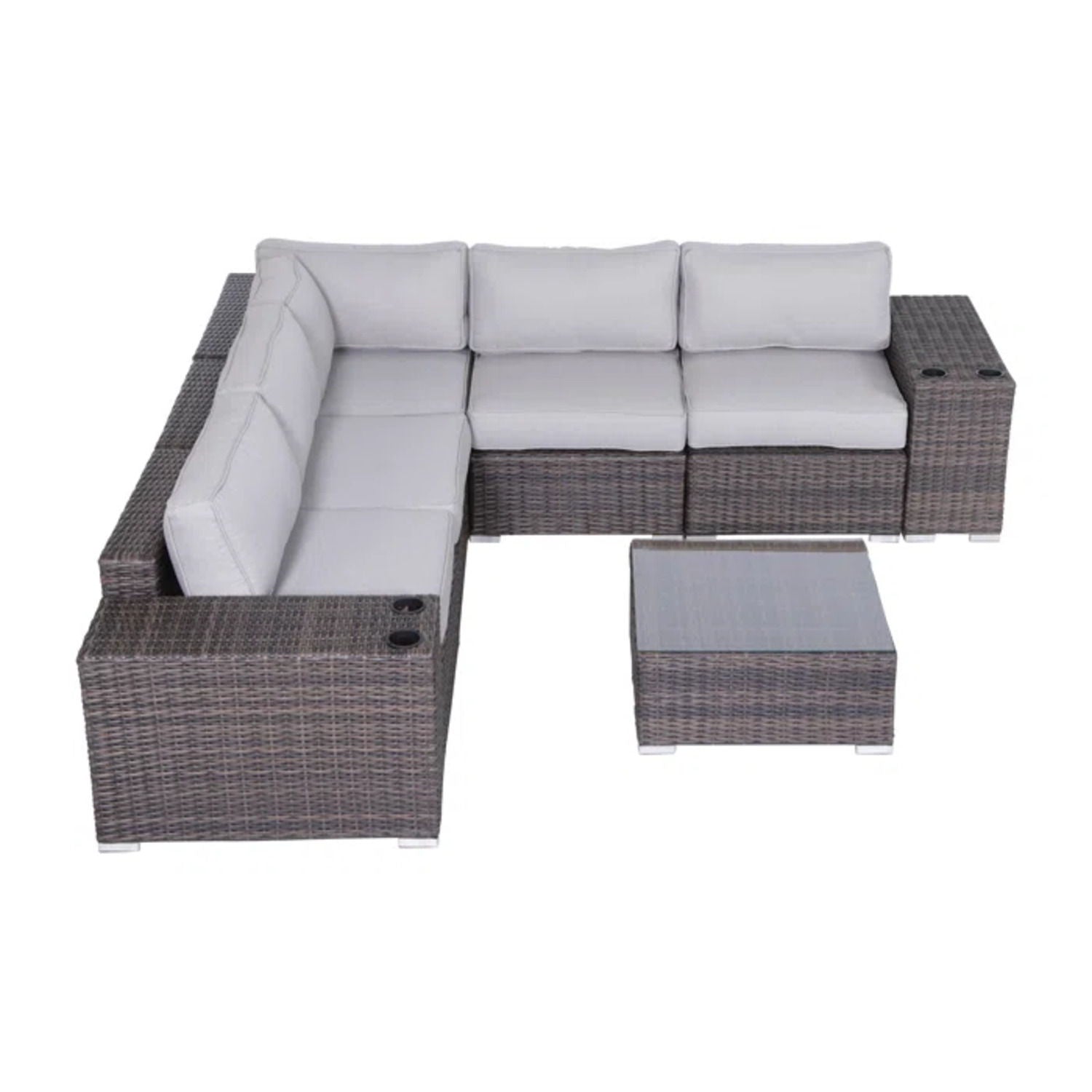 Modern Patio Rattan Sectional Set With Cushions - Best Buy Furniture