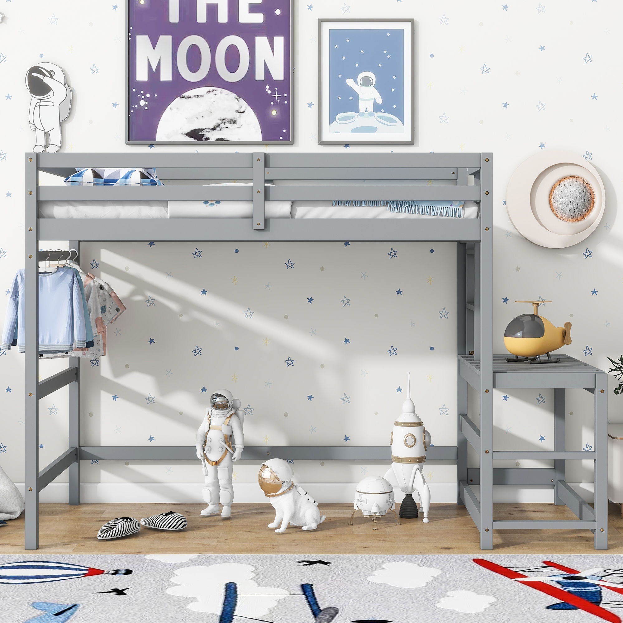High Loft Bed With Ladder Landing Platform, Ladders, Guardrails - Best Buy Furniture