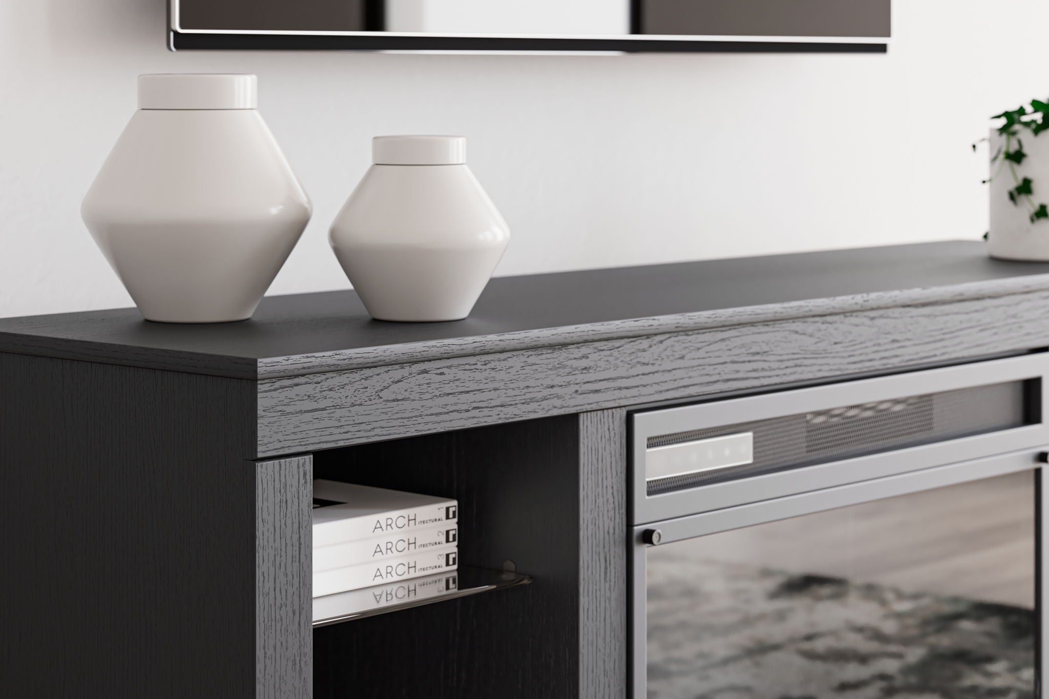 Cayberry - TV Stand With Fireplace - Black - Best Buy Furniture