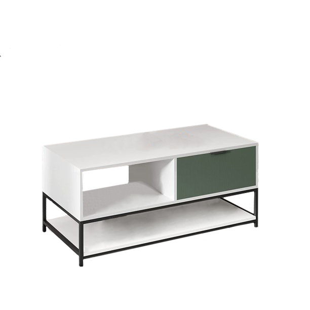 Watson - Wood Coffee Table Steel Frame With Shelves And Drawer - Best Buy Furniture