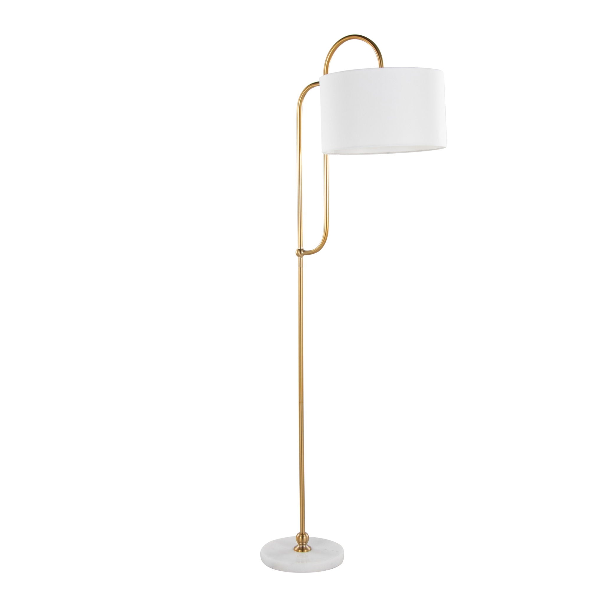 Leslie - Glam / Art Deco Floor Lamp - Gold / White - Best Buy Furniture