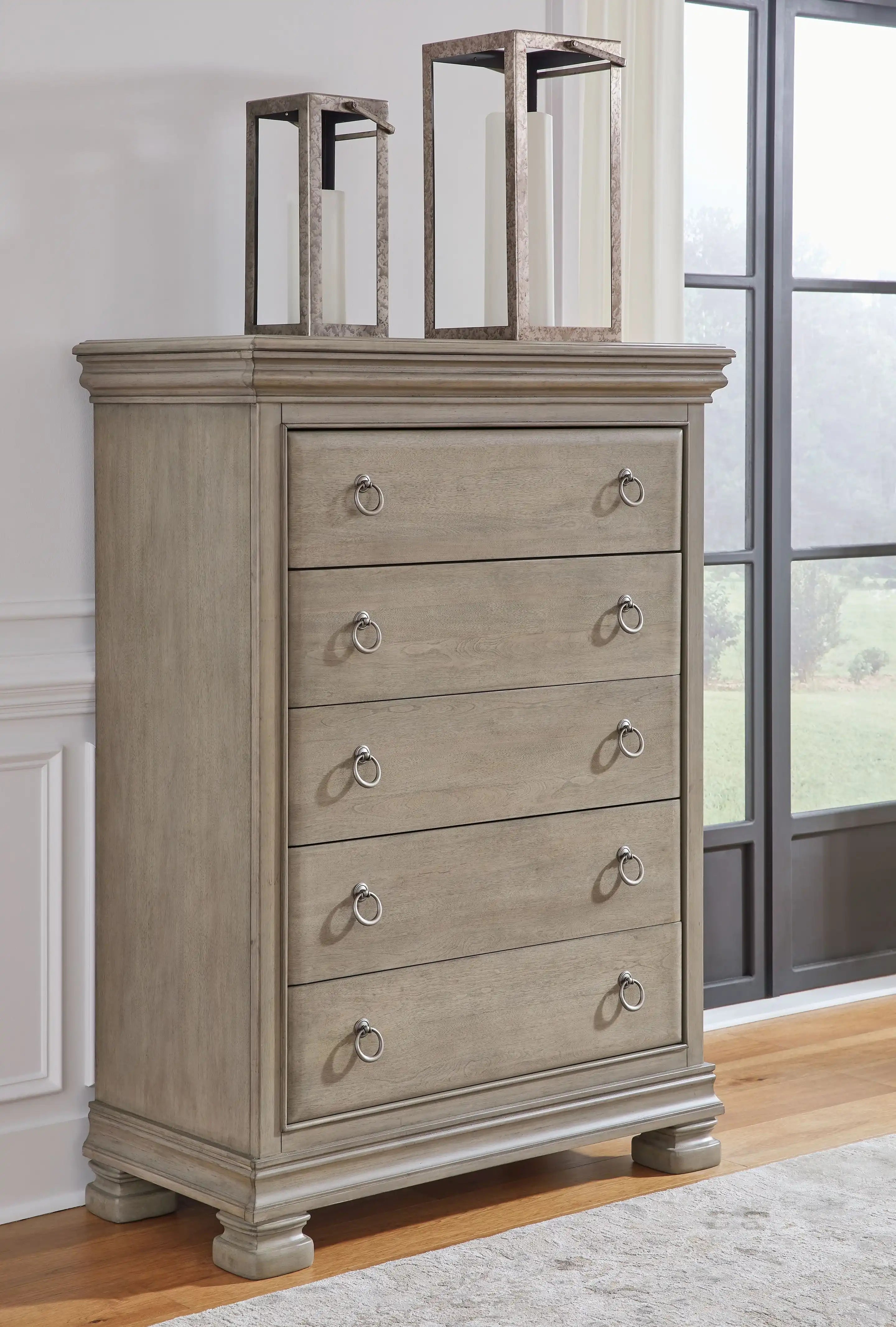 Lexorne - Five Drawer Chest - Gray - Best Buy Furniture