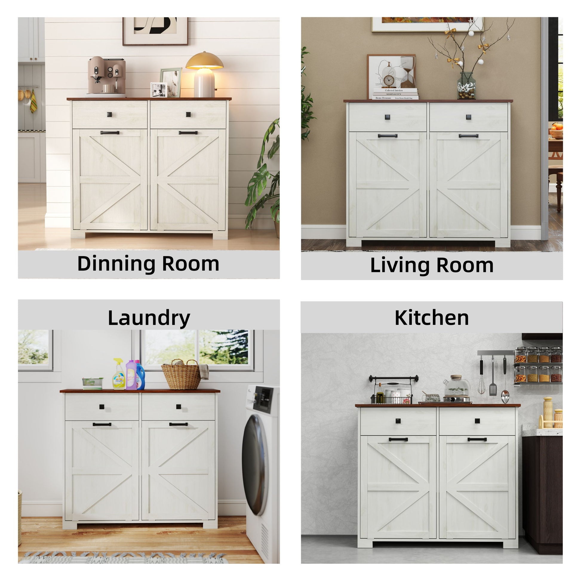 Double Tilt Out Trash Cabinet With Hideaway Drawer And Barn Door Style - Best Buy Furniture