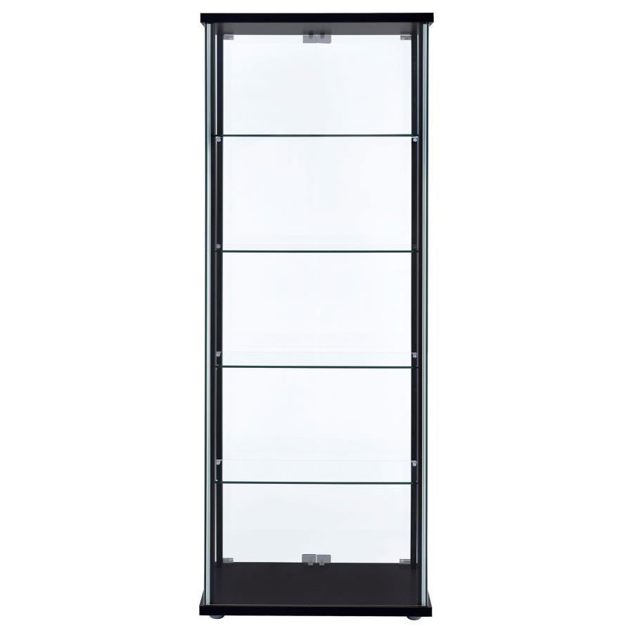 Delphinium - 5-Shelf Clear Glass Curio Display Cabinet - Black - Best Buy Furniture