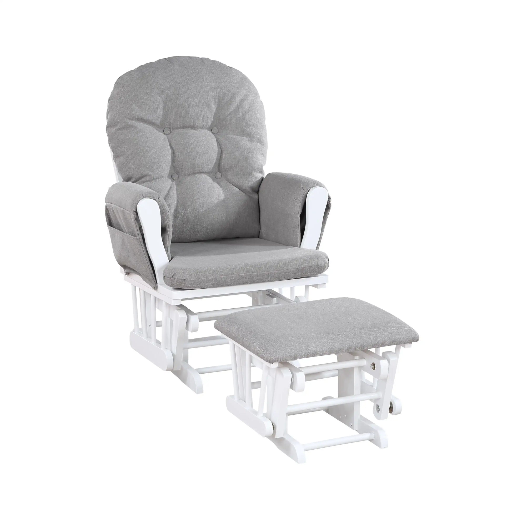 Mason - Glider And Ottoman White Wood - Best Buy Furniture