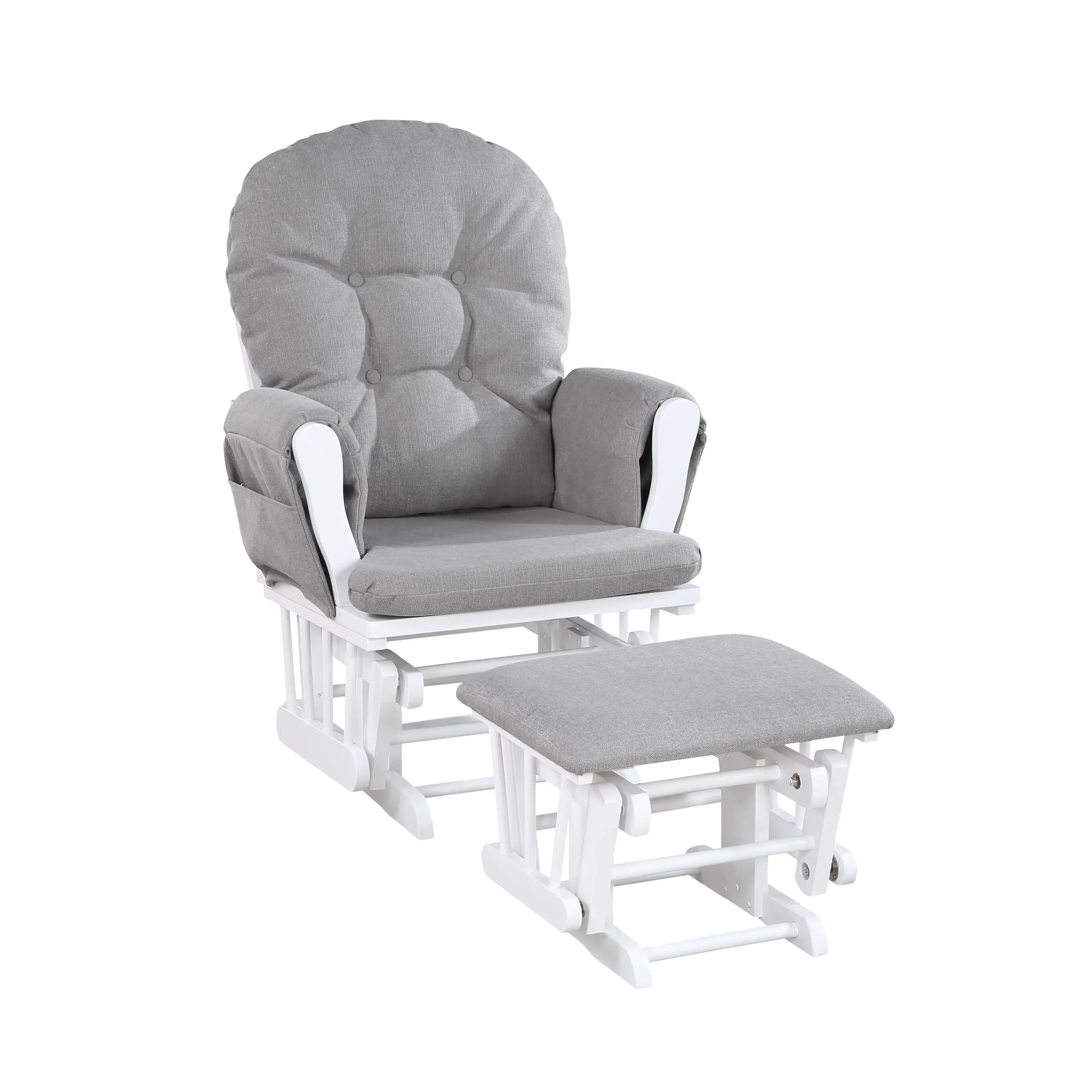 Mason - Glider And Ottoman White Wood - Best Buy Furniture