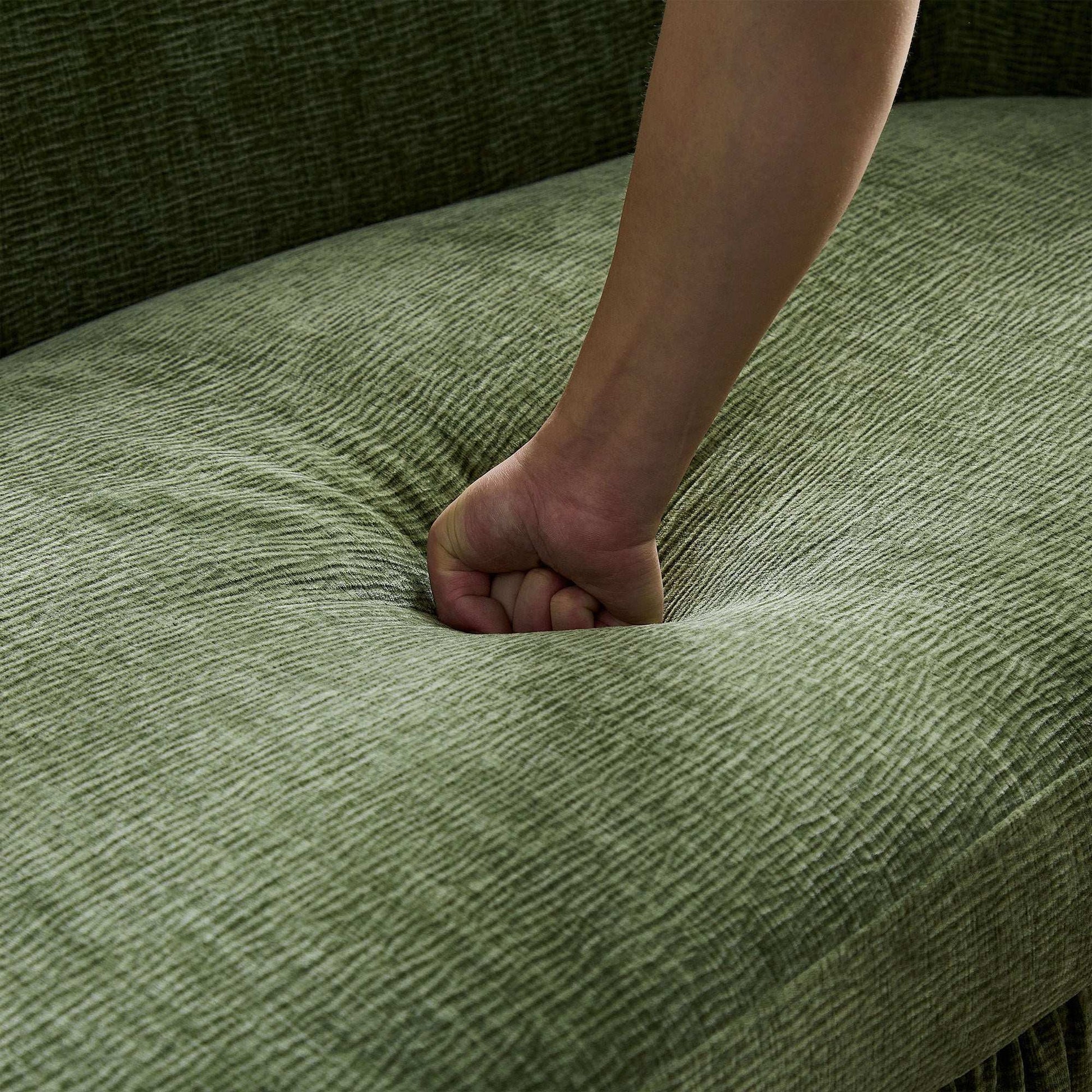 92 Inch Modern Curved Sofa Couch, Green Fabric, 4-Seat - Best Buy Furniture